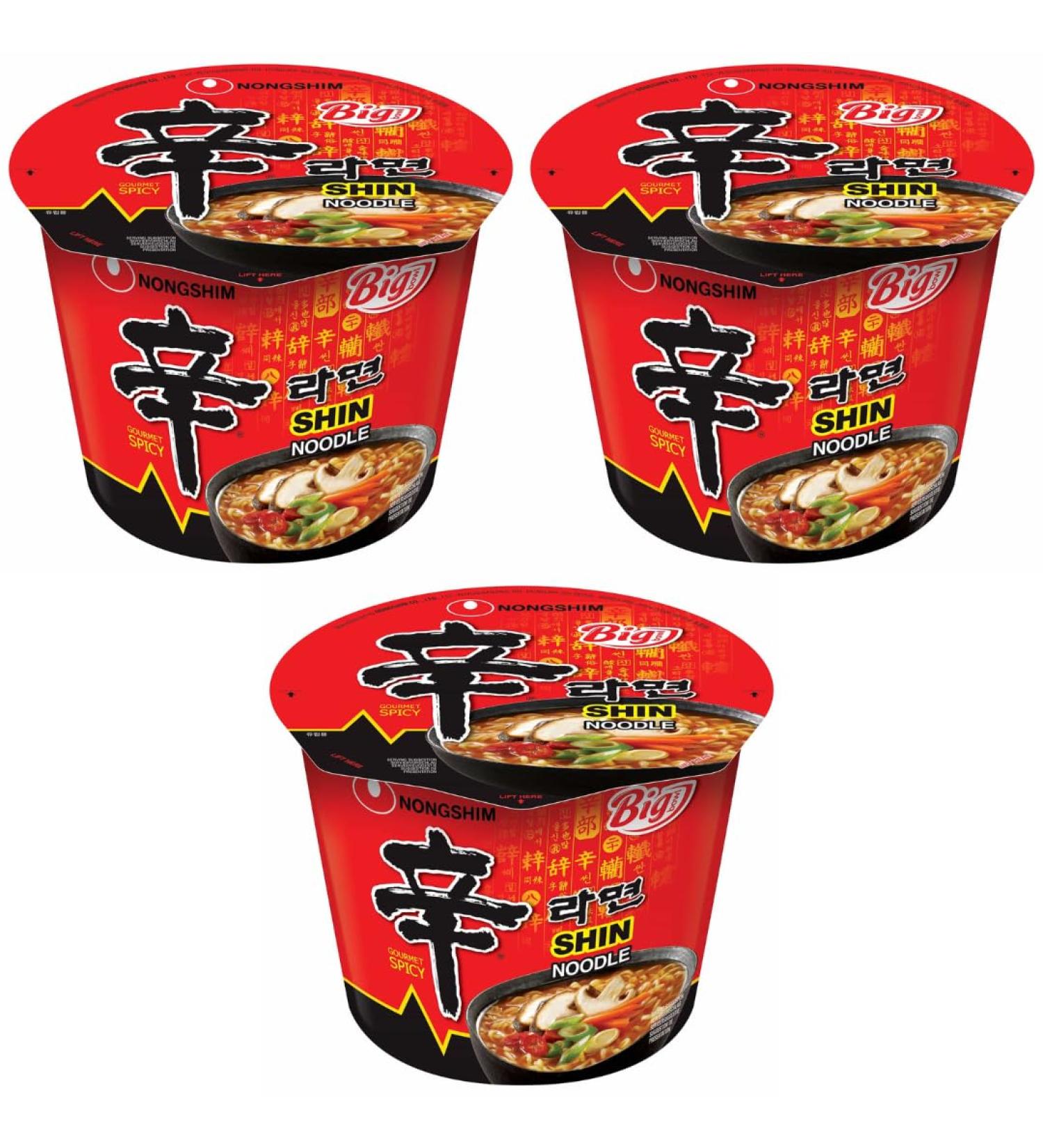 Pack Of 3 - Big Bowl Shin Noodle 114g - Flavour - Gourmet Spicy - Noodle Delicious Spicy Quick And Convenient Snack - Big Bowl Noodle Food - Enjoy Delicious Instant Noodles In Minutes