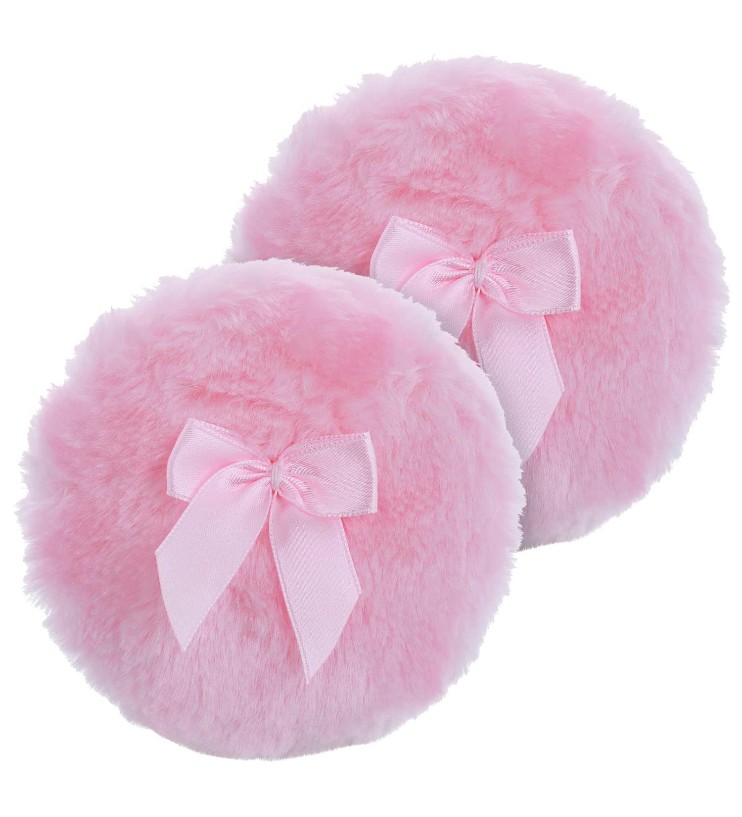 Sibba Large Fluffy Powder Puff - 4 Inch Ultra Soft Velour Face & Body Puff for Wet/Dry Makeup - Washable & Reusable - Pink - Buy Online on GoSupps.com