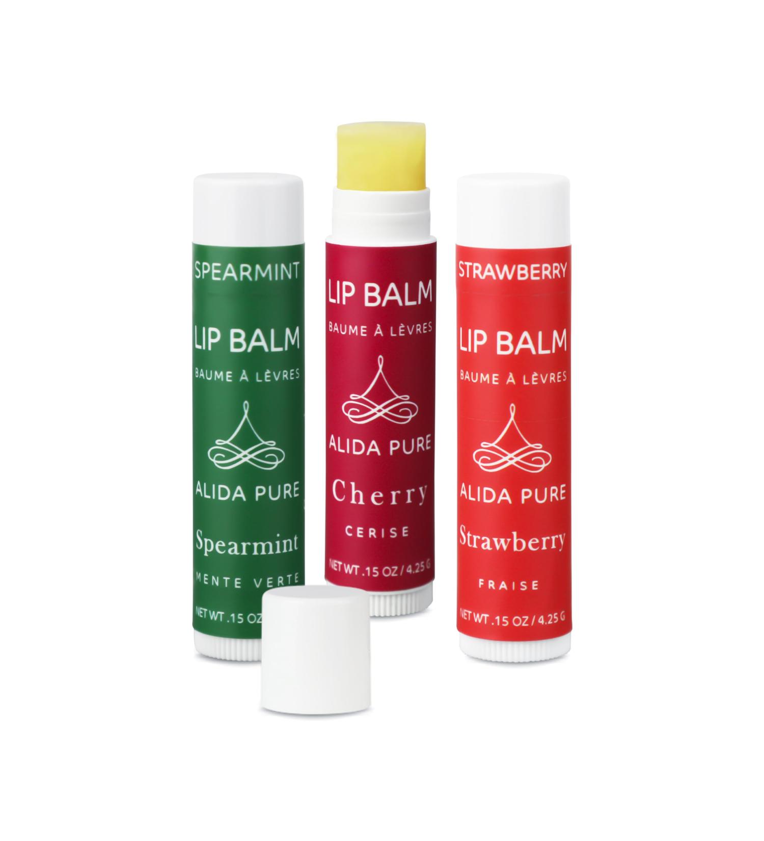 ALIDA PURE Berry Mint Lip Balm Collection Spearmint Lip Balm Collection Cherry Lip Balm Collection Bundle