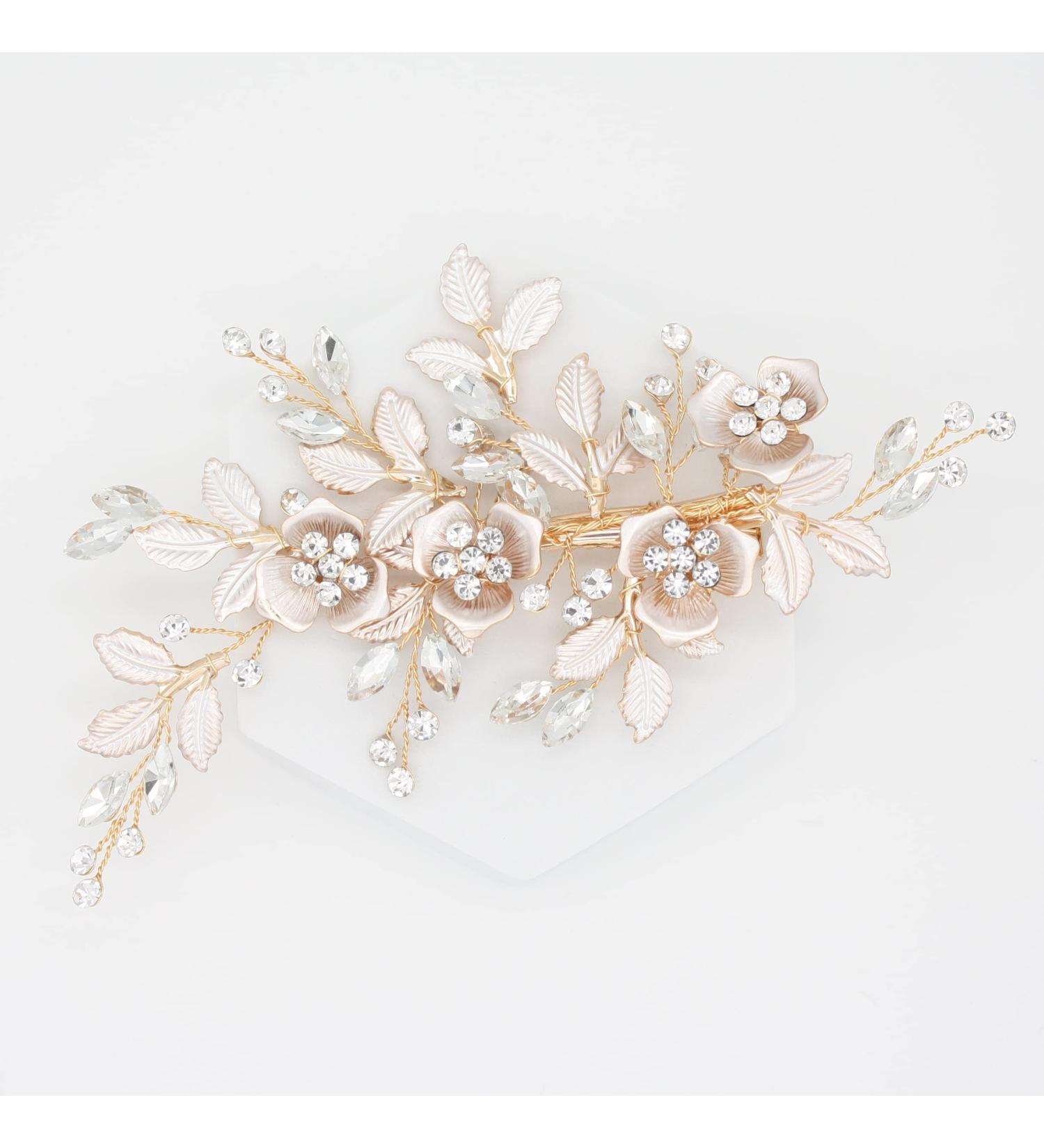 Upfrontier Rose Gold Wedding Bridal Hair Comb - Flower Hair Accessory for Bride - Buy Online on GoSupps.com