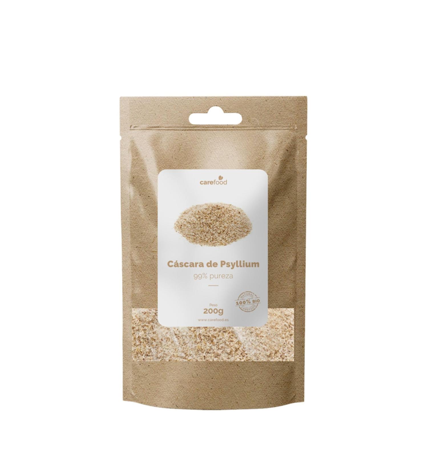 Carefood - 99% Pure Organic Psyllium Husk - 100% Organic Gluten Free Vegan - Better Digestion and Satiety Effect - Natural Source of Fiber - Combine with Dishes Juices or Drinks - 200g - Buy Online on GoSupps.com