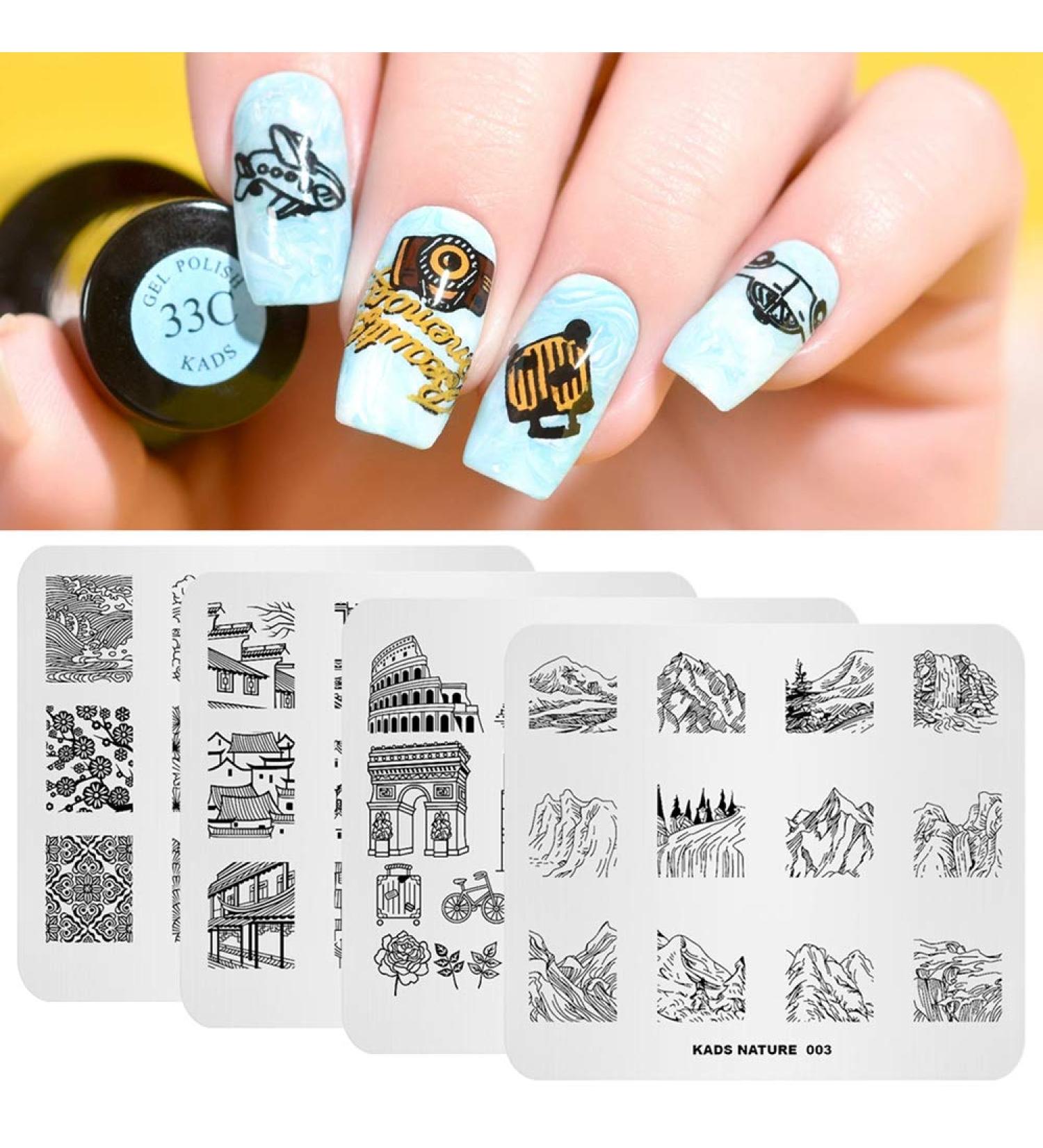 Nagel 4PCs Plate Set - Chinese Art Natural Landscape Stamps | Nail Art DIY Tools for Tourism - Buy Online on GoSupps.com