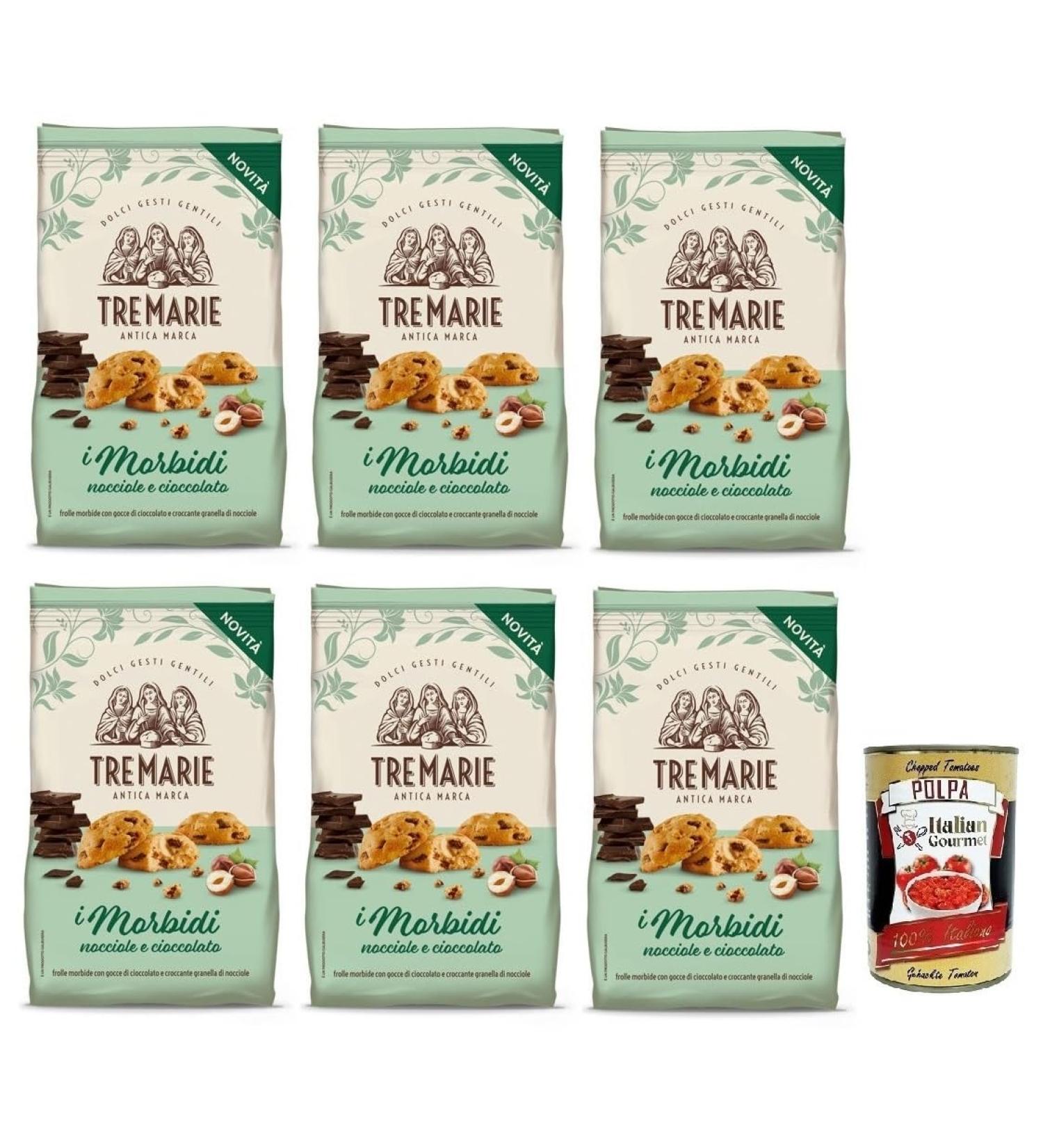  Italian Gourmet E.R. Tre Marie Biscotti i Morbidi Nocciole e Cioccolato Set of 6 Biscuits with Chocolate Drops and Crunchy Hazelnut Grains 300 g + Gourmet Polpa di Pomodoro Italian Box 400 g - Buy Online on GoSupps.com