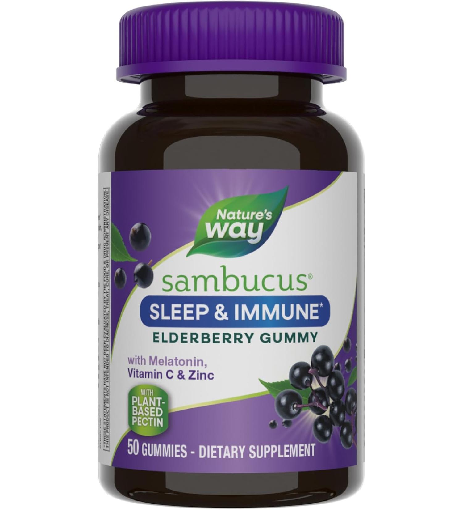 Nature's Way Sambucus Sleep + Immune Gummies with Melatonin & L-Theanine - 50 Count - Buy Online on GoSupps.com