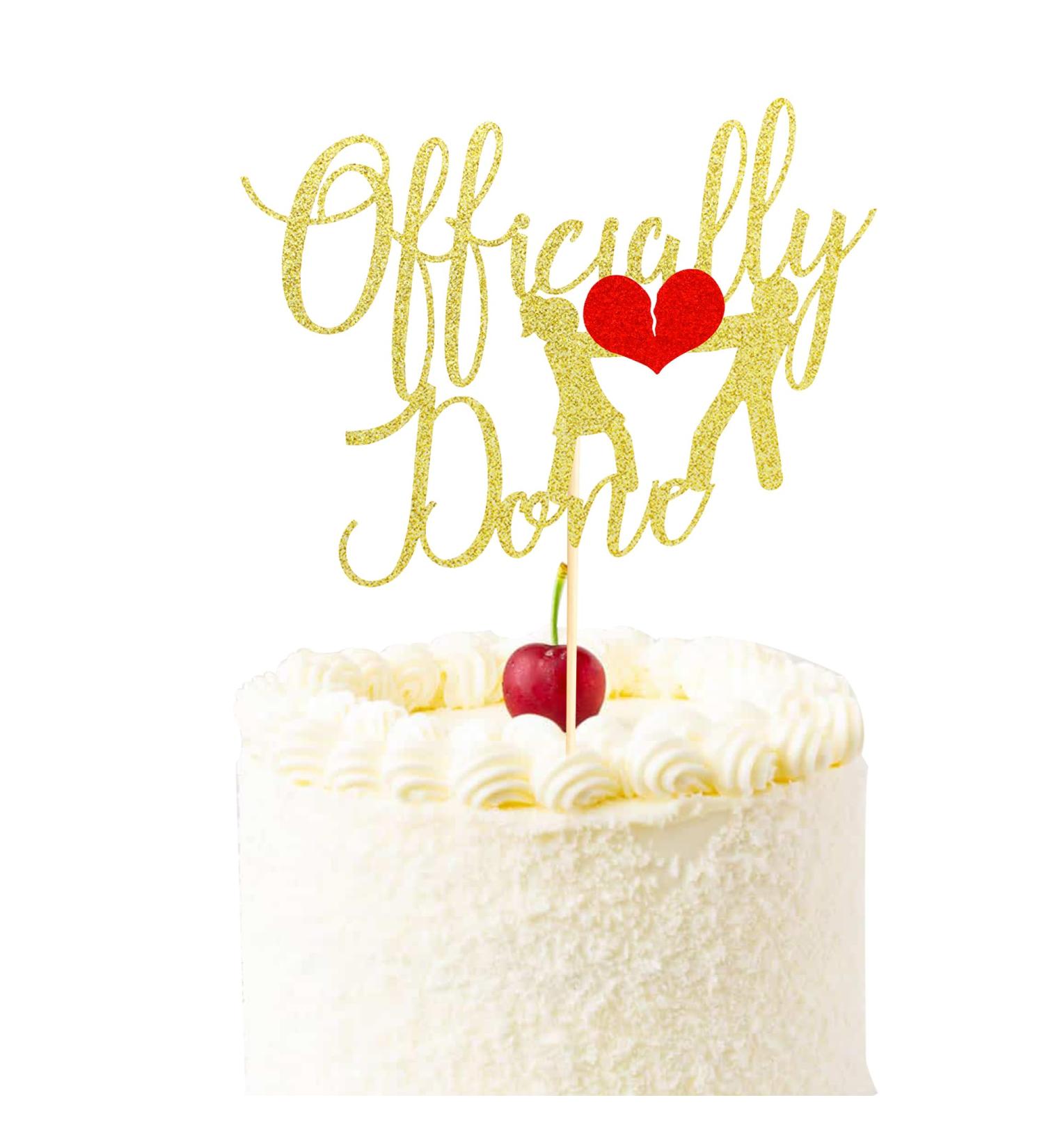 Arthsdite 1Pc Officially Done Cake Topper Divorce Cake Decoration Single Divorce Freedom Cake Topper for Broken Up Free at Last Bye Felicia Newly Unwed Party Decoration - Gold Glitter - Buy Online on GoSupps.com
