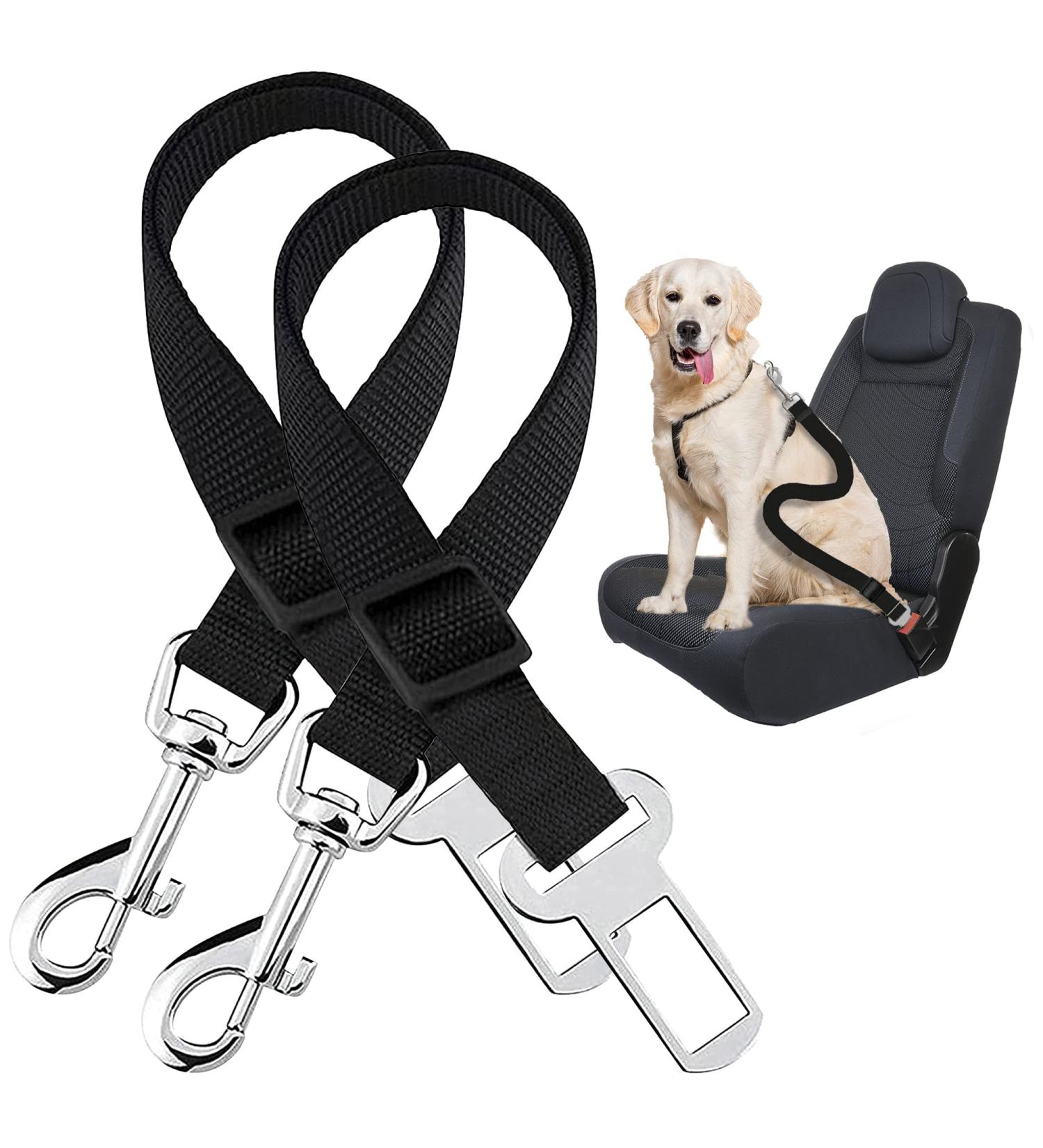 2pk Adjustable Dog Car Seat Belts for Cars UK | Dog Safety Belt Clip | In-Car Pet Restraint Harness - Buy Online on GoSupps.com