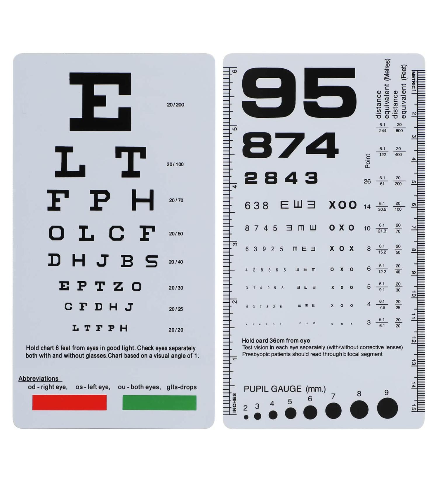 NOYOC 2 Pack Pocket Eye Chart - 6ft Snellen & Rosenbaum Plastic Eye Charts for Exams - Buy Online on GoSupps.com