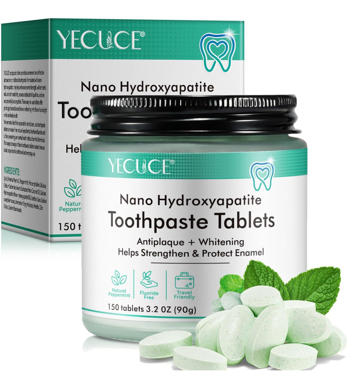 Fluoride-Free Toothpaste Tablets (150PCS) | Antiplaque Whitening & Sensitive Chewable Tabs for Kids & Adults | Travel-Friendly Mouthwash Tablets - Buy Online on GoSupps.com