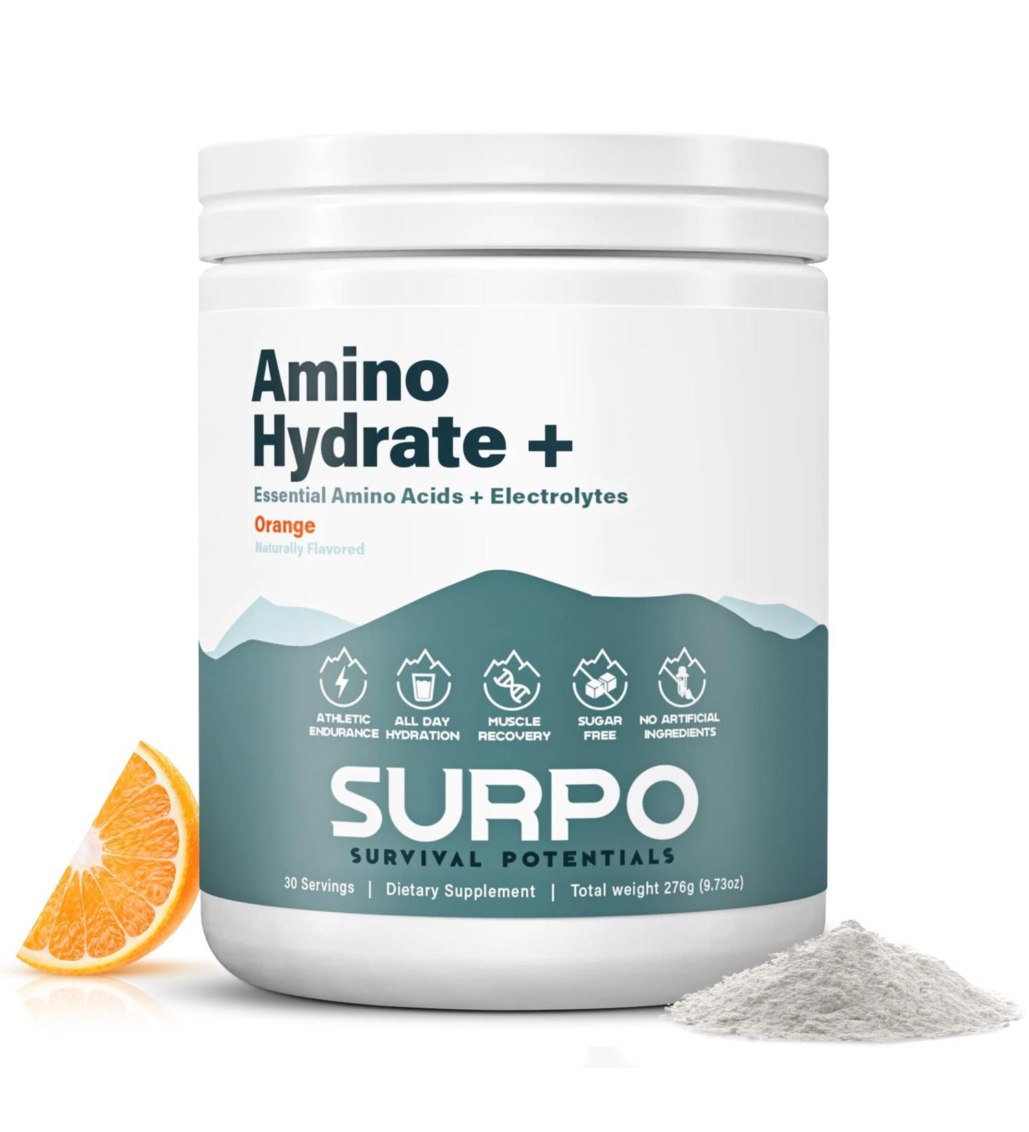 Sugar Free Electrolytes with EAA Powder | Hydrating BCAA & Essential Amino Acids for Muscle Growth | Pre & Post Workout Orange Flavor - Buy Online on GoSupps.com