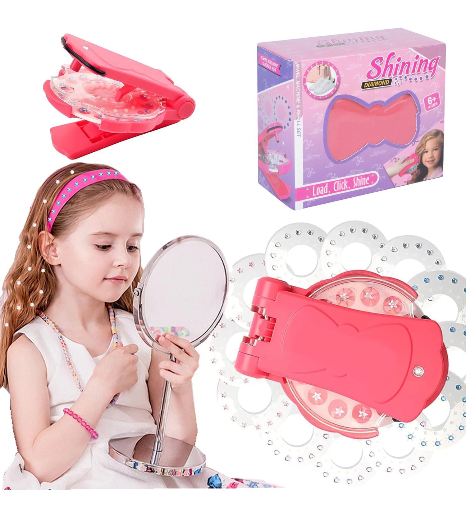 Hair Bedazzler for Girls Hair Bedazzler Kit with 180 Hair Gems Hair Styling Tool Hair Gem Stamper Girls Hair Accessories for Girls Women Pink-A - Buy Online on GoSupps.com