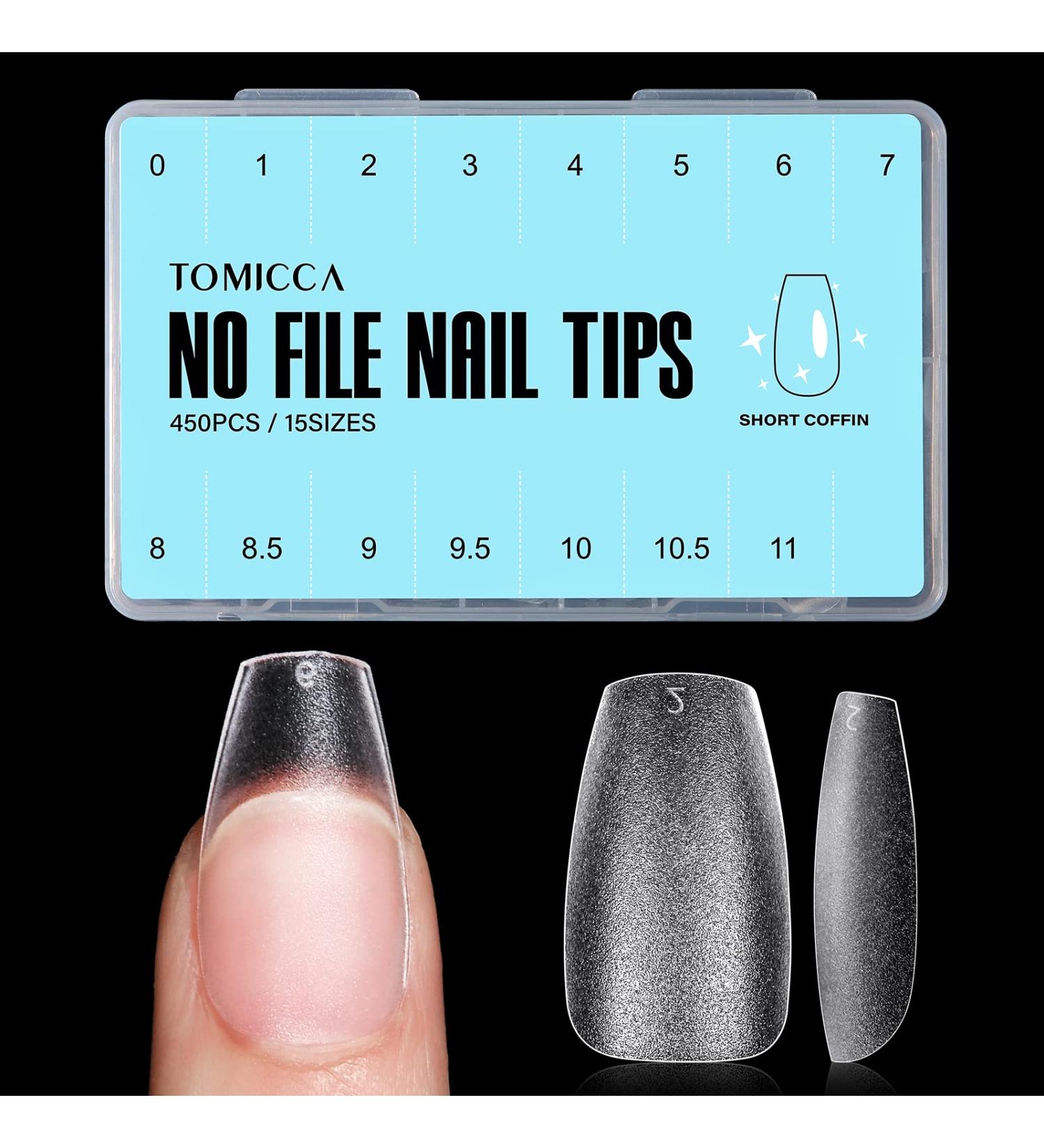 Tomicca Ballerina Short Nail Tips - 450 Full Cover Soft Gel Tips Pre-shaped Matt Art Nails 15 Sizes for Geln gel - Buy Online on GoSupps.com