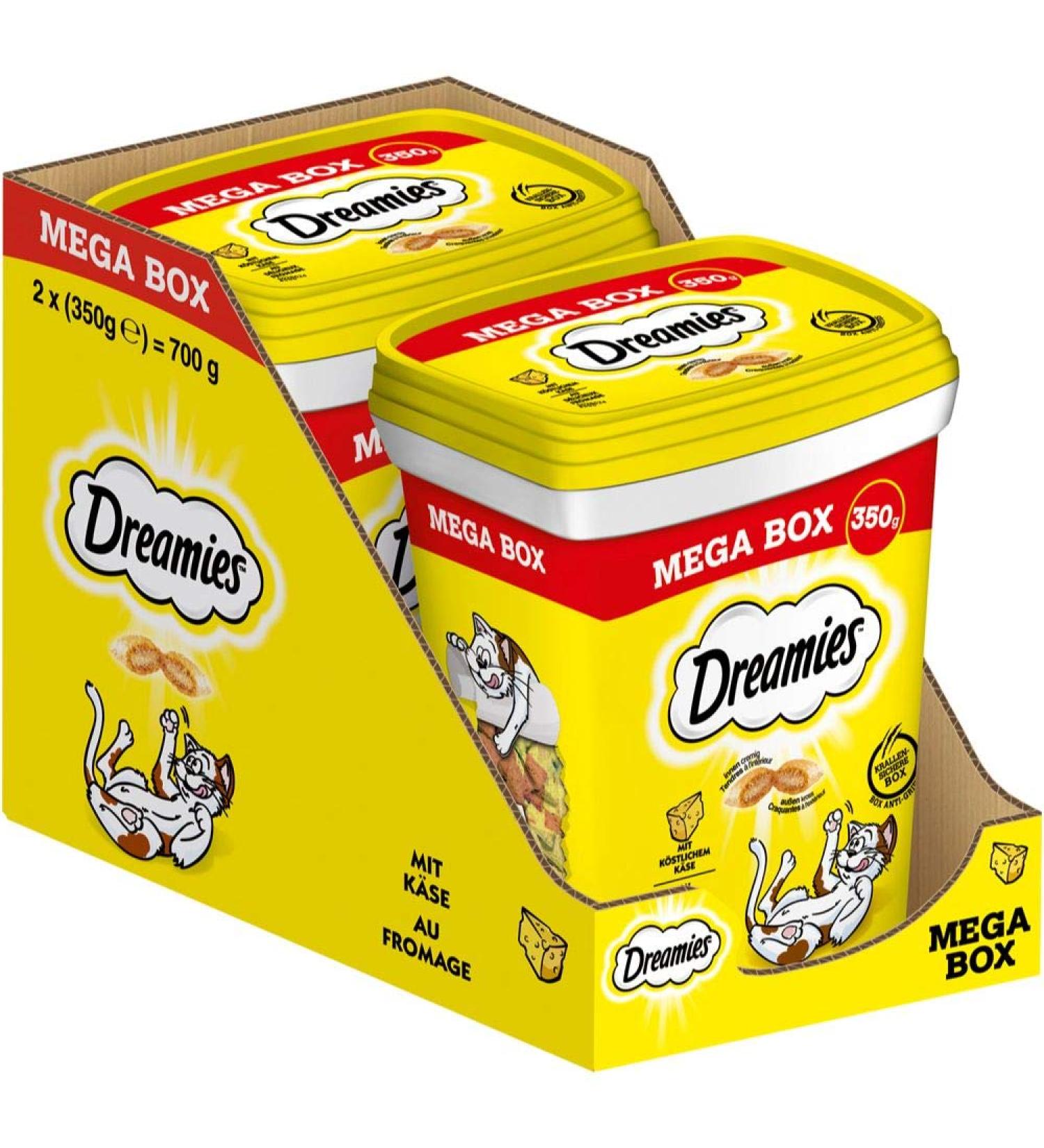 Buy Dreamies Cat Snacks - Cheese Flavor (Mega Box 2 x 350g) - Crispy & Creamy Cat Treats for Happy Cats - Buy Online on GoSupps.com