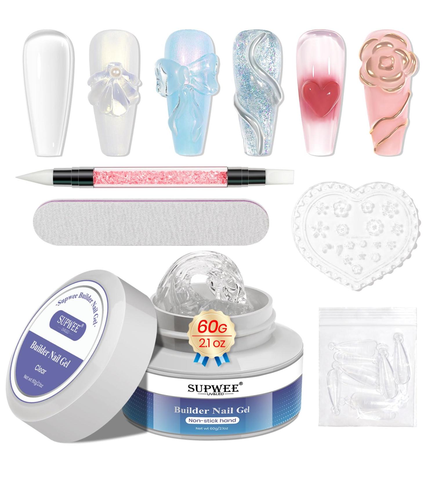 Supwee 60g Solid Builder Gel for Nail Polish | Multifunctional Clear Nail Extension Gel | Non-Stick 3D Sculpture Builder Gel - Buy Online on GoSupps.com