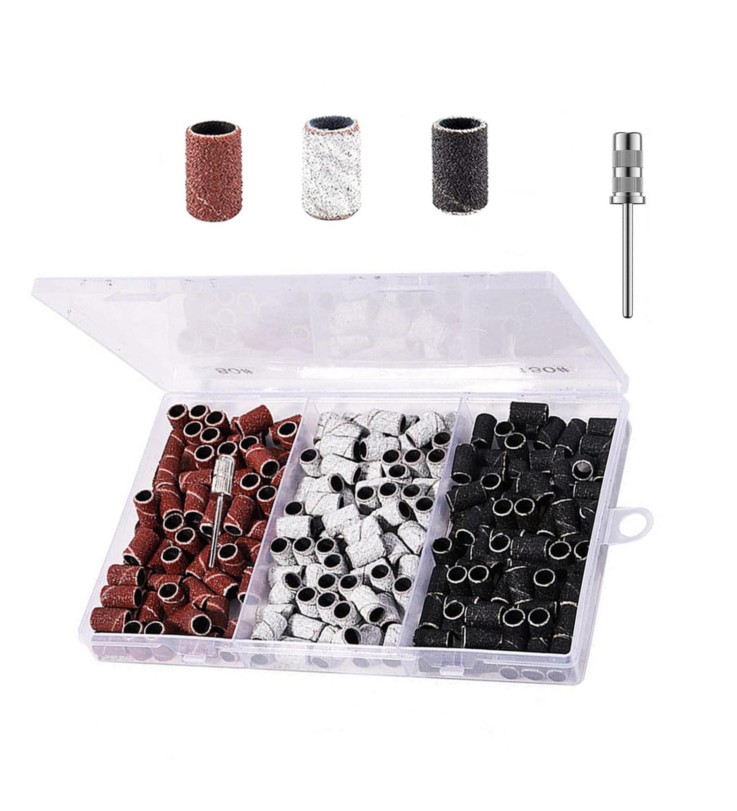 Luckaide 210-Piece Nail Grinder Set - 80/120/180 Grit Grinding Sleeves & Attachments with Storage Box for Perfect Manicure & Pedicure - Buy Online on GoSupps.com