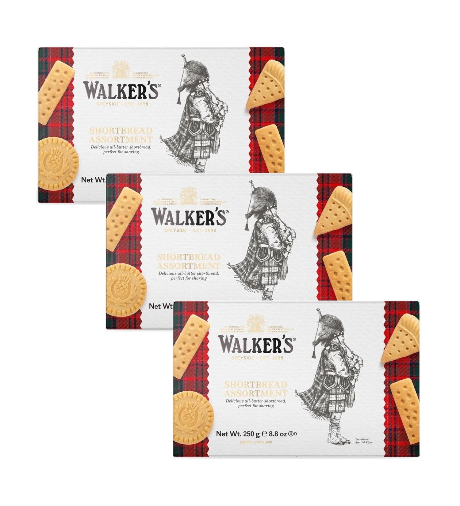  Walkers Walkers | Biscuits Butter Gift Box | Scottish Butter Cookies | Biscuit Kit Gift Box | Pure Butter English Pastry - 3 x 250 Gr - Buy Online on GoSupps.com