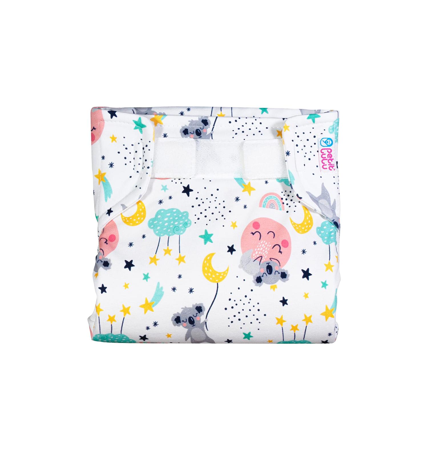 Petit Lulu spreader pants for wide diapering//spreader diaper pants/size S (3-6 kg)/ Velcro (Dreaming Koalas)