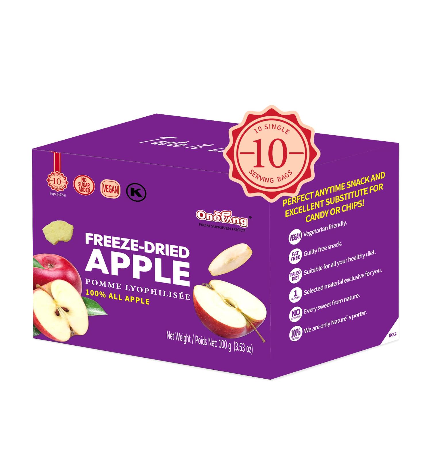 ONETANG Freeze-Dried Apple Chips 10 Pack - Non GMO, Kosher, Gluten-Free, Vegan Snack - 0.35 oz Single-Serve Packs - No Added Sugar - Perfect Holiday Gift - Buy Online on GoSupps.com
