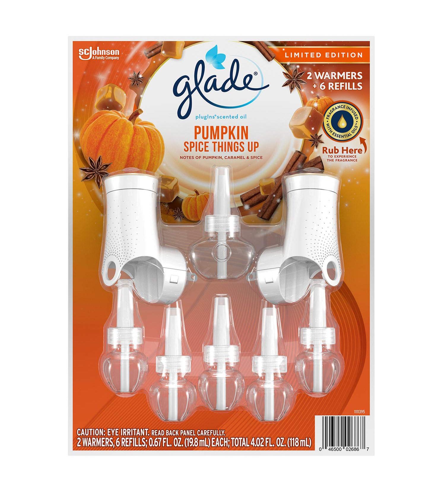 Glade PlugIns 2 Warmers + 6 Refills Holiday (Pumpkin Spice Things Up)