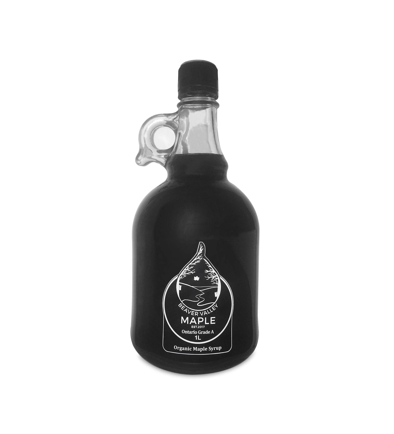 Maple Syrup by Beaver Valley Maple Original Canadian Maple Syrup 1-Liter Vegan and Non-Sugar Maple Tree Syrup Sweet and Layered Flavour Ontario Grade A Syrup from The Niagara Escarpment