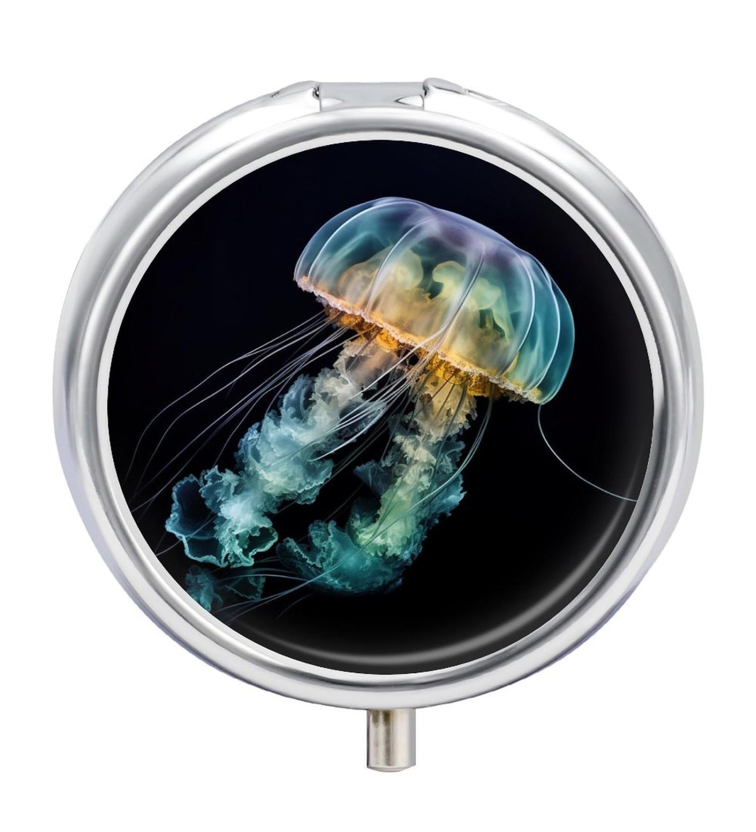 Travel Pill Box - 3 Compartment Jellyfish Portable Medicine Organizer for Purse & Pocket - Buy Online on GoSupps.com