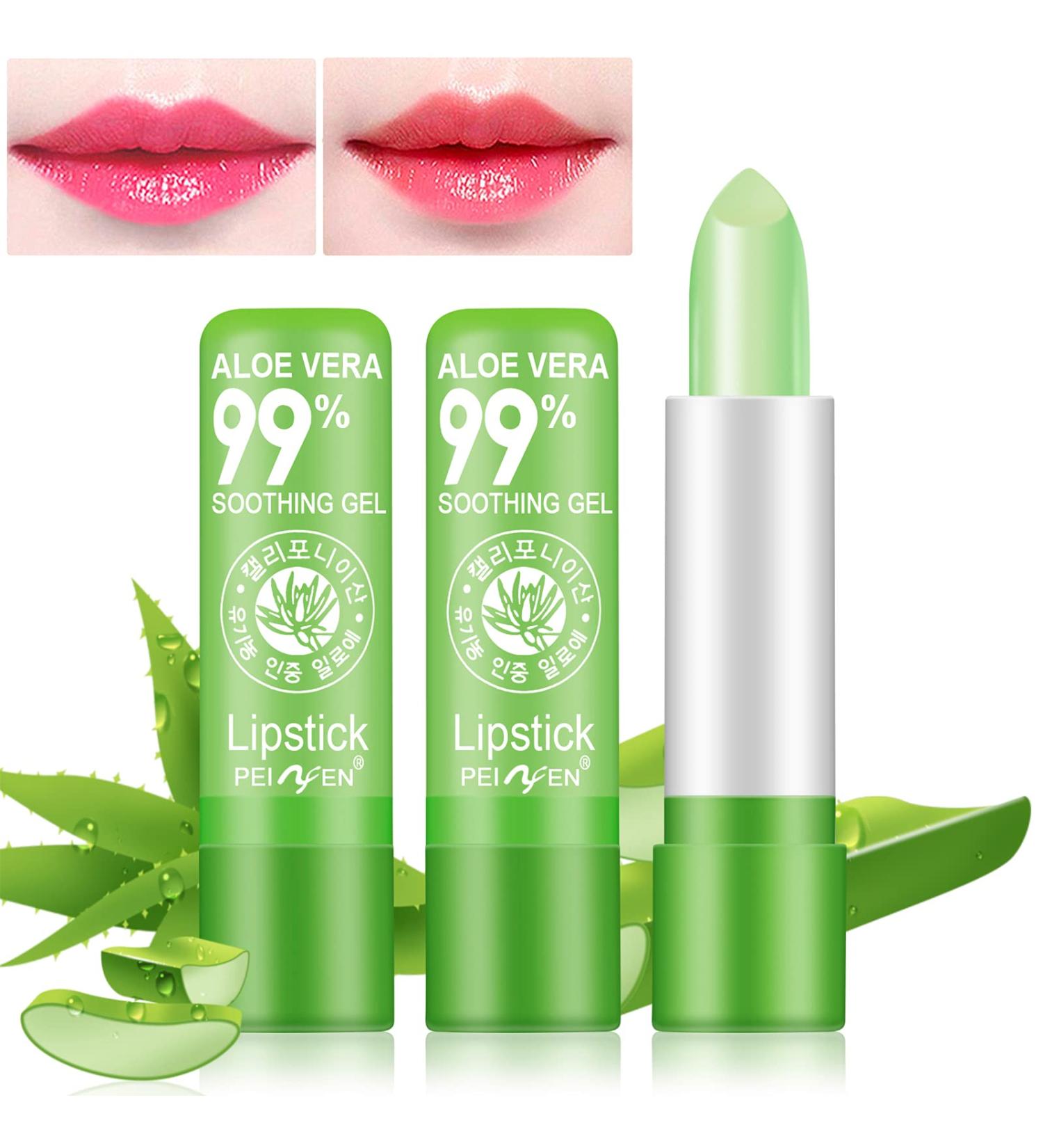 DTDR 2PCS Aloe Vera Color Changing Lip Balm - Long Lasting Moisturizer & Natural Lip Gloss - Green 2 Pack - Buy Online on GoSupps.com