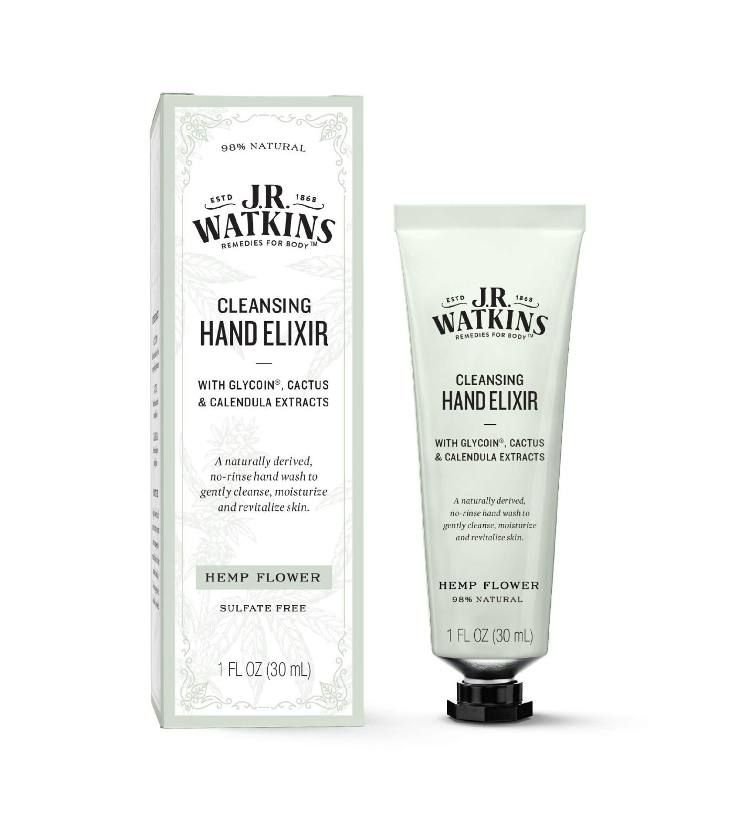 J.R. Watkins Hemp Flower Hand Elixir Waterless Cleansing Hand Wash 1 oz | International Shipping Available - Buy Online on GoSupps.com