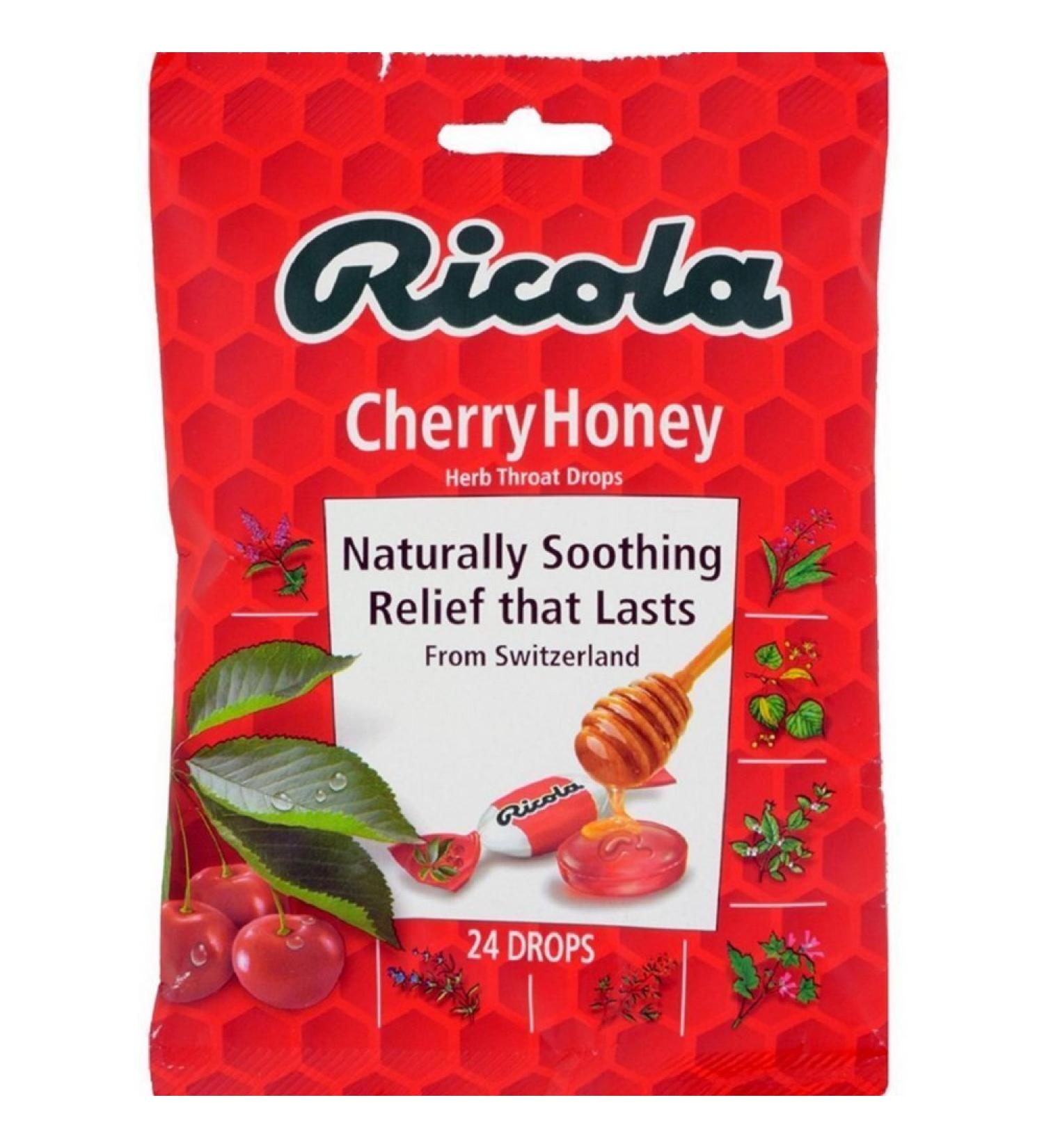 Ricola Herb Throat Drops Natural Cherry Honey 24 Each (Pack of 5)