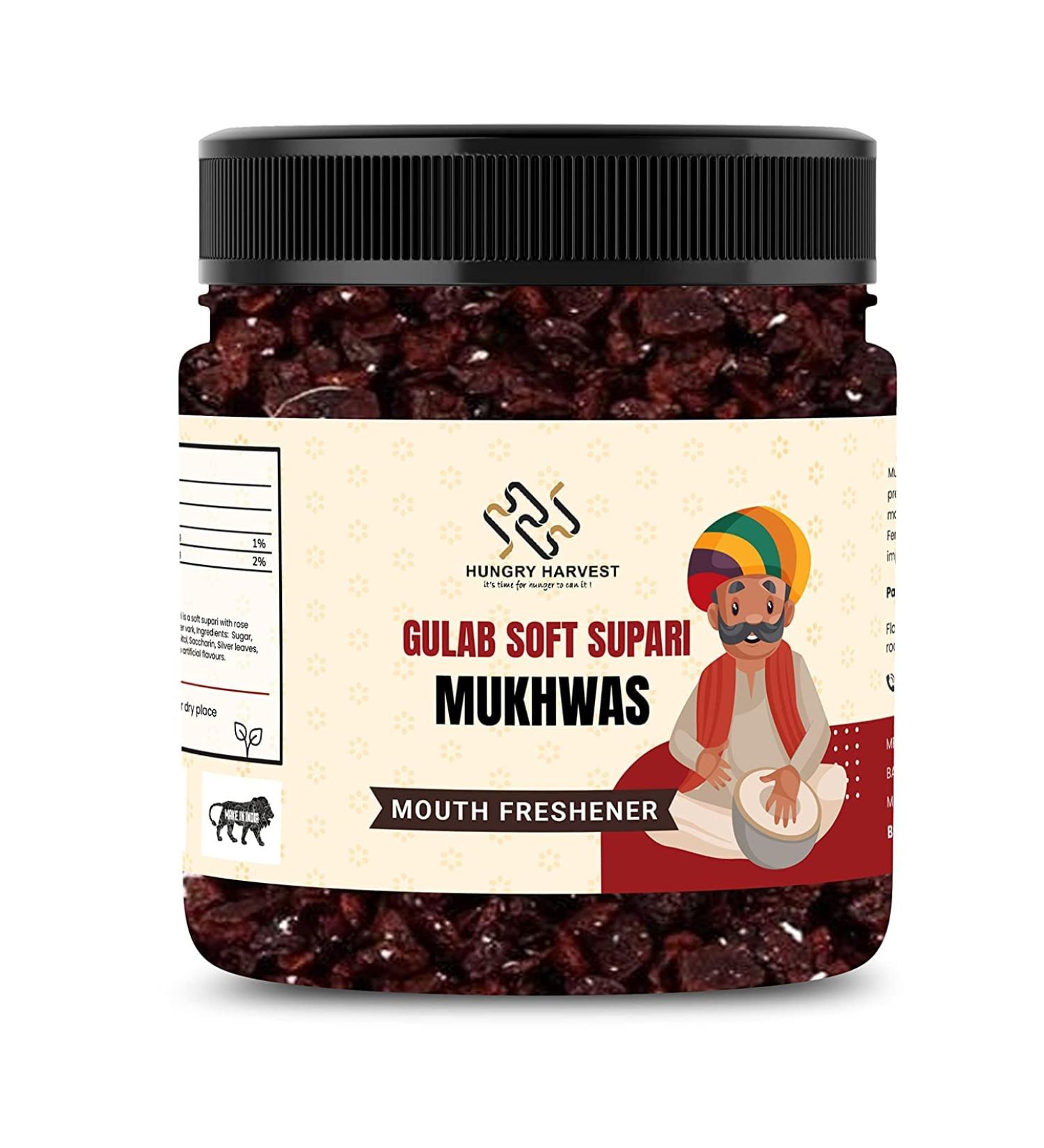 Hungry Harvest Soft Gulab Supari 300g Mouth Freshener Sweet Rose supari_Packing May Vary - Buy Online on GoSupps.com