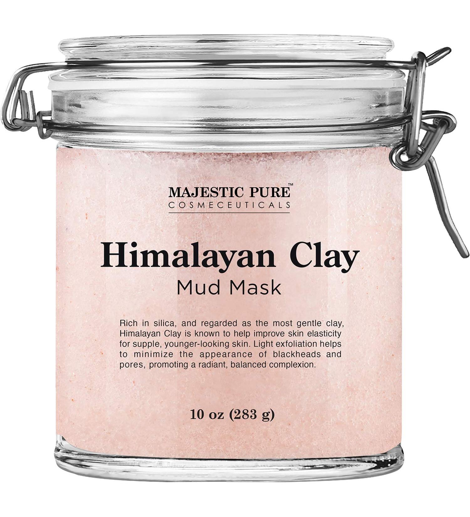 MAJESTIC PURE Himalayan Clay Mud Mask - Exfoliating Face and Body Mask for Acne, Pores Reduction - 10 oz - Buy Online on GoSupps.com