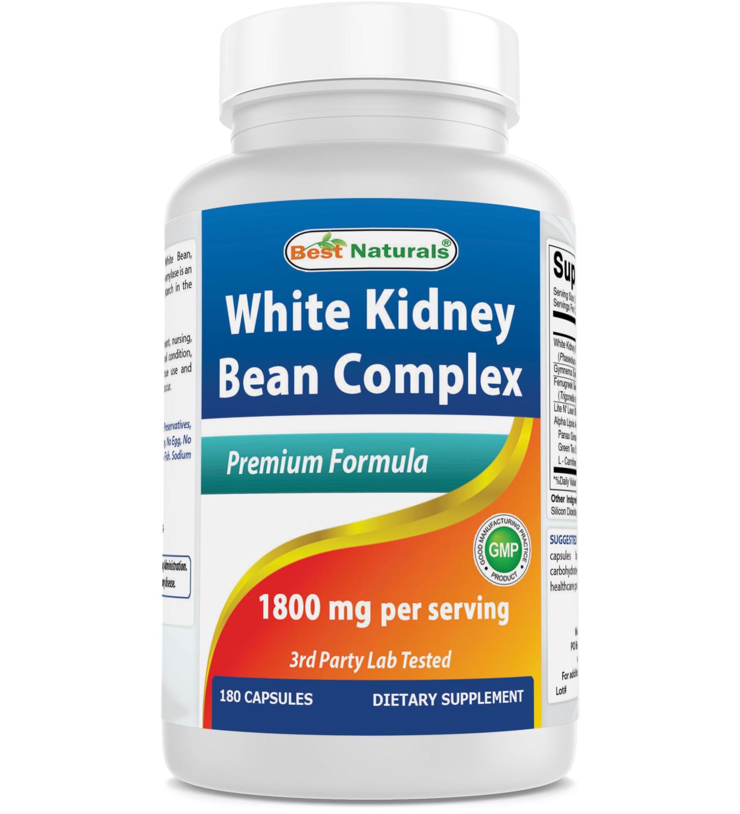 Best Naturals White Kidney Bean Complex 1800 mg Per Serving- 180 Capsules. Non-GMO and Gluten Free - Buy Online on GoSupps.com