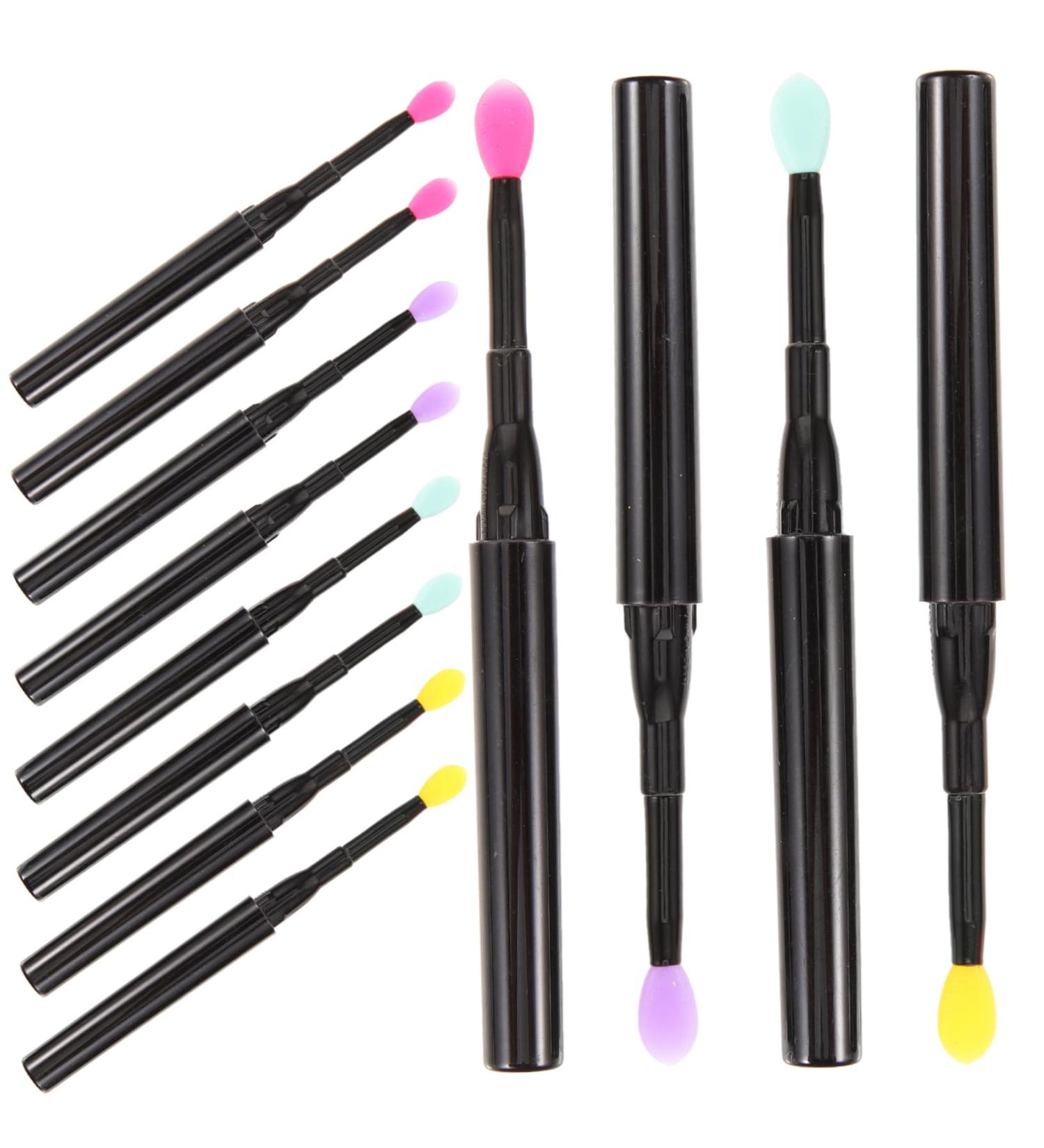 BELLIFFY 12pcs Silicone Lip Brush Glitter Eyeshadow Brush with Cap Lipstick Applicator Eye Makeup - Buy Online on GoSupps.com