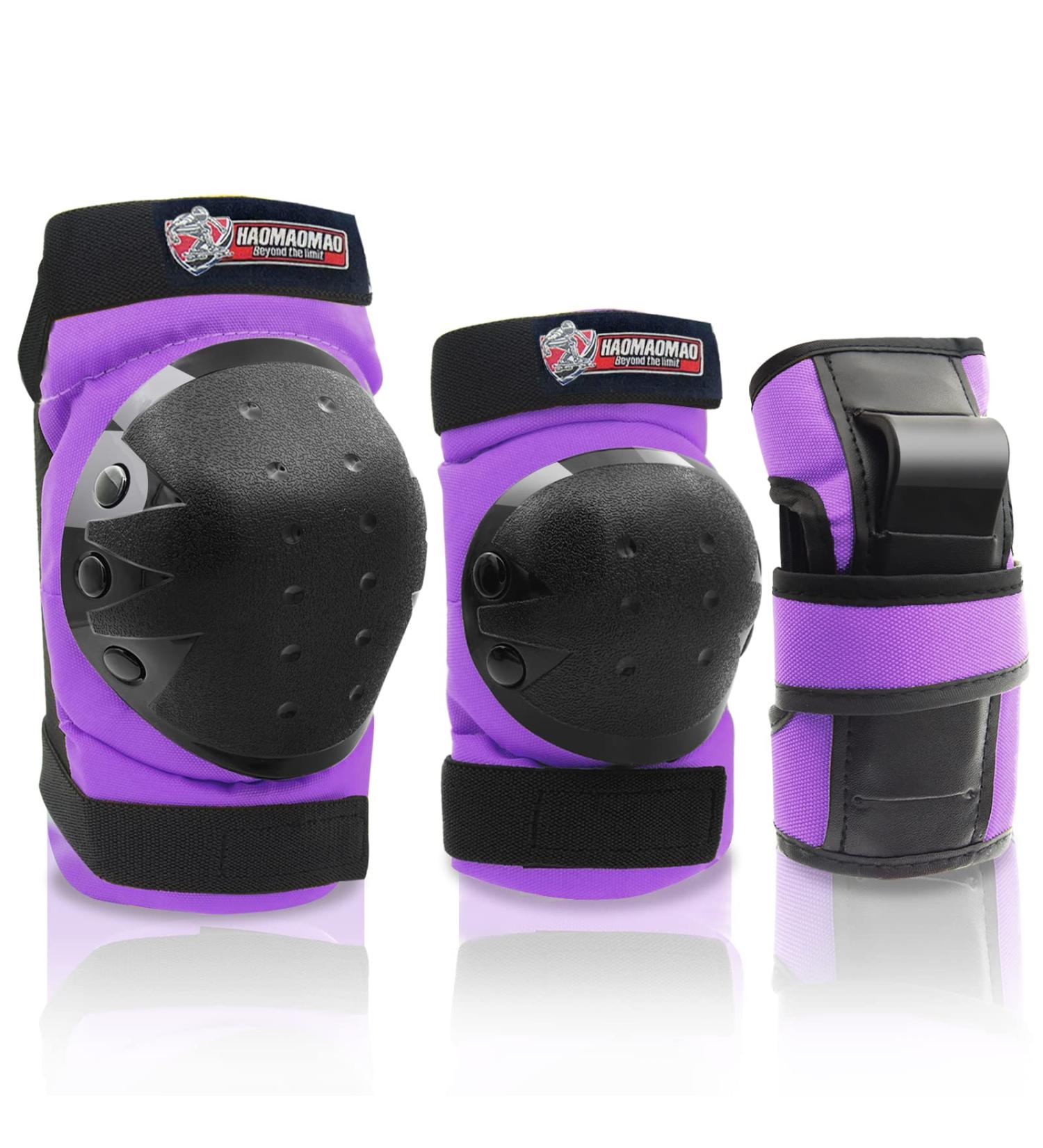 Haomaomao Adult/Child Protective Gear Set for Skateboarding, Cycling, and Roller Skating - Purple/Black (Medium) - Buy Online on GoSupps.com