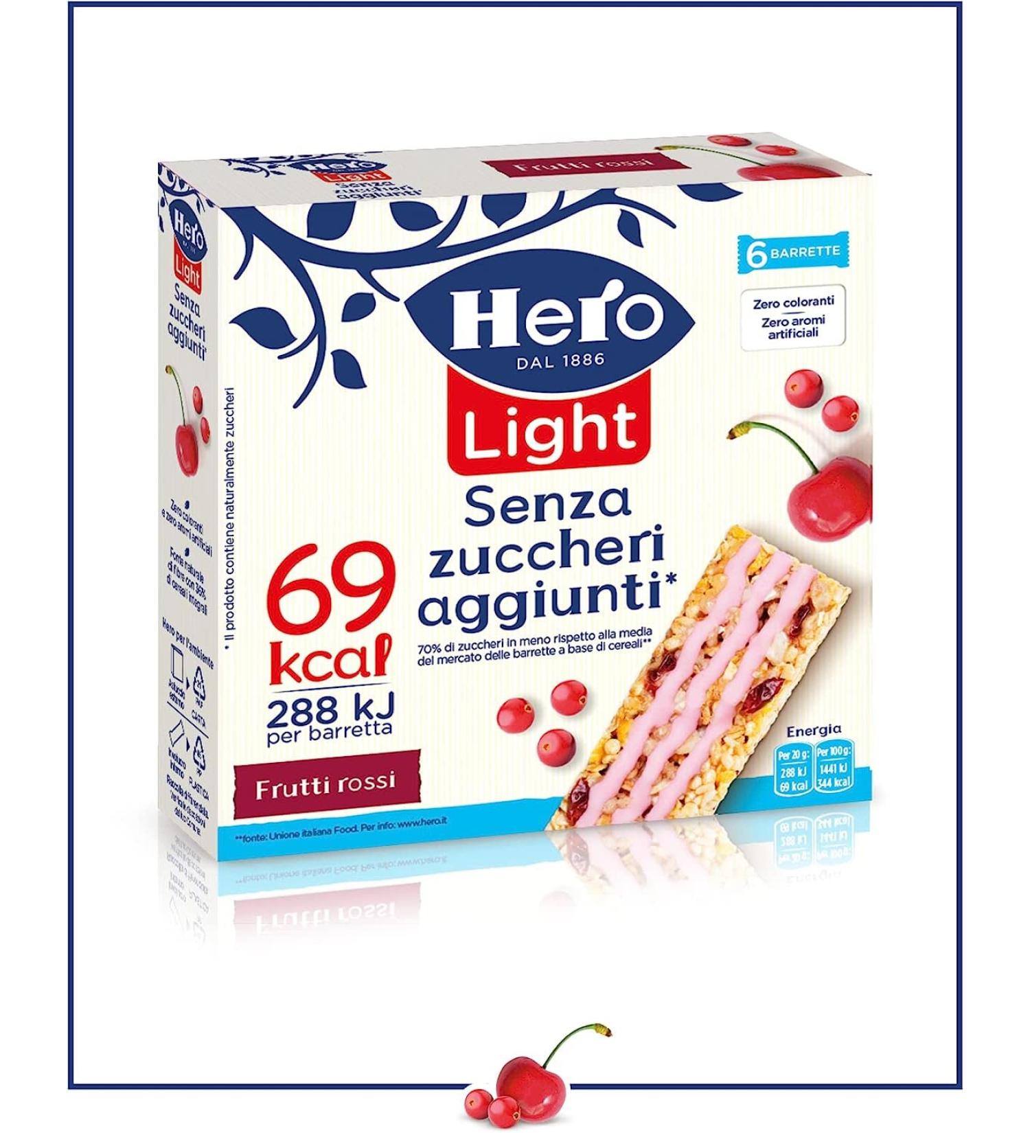  Italian Gourmet E.R. Hero Light Pack of 6 Red Berry Cereal Bars Palm Oil Free Preservative-Free Colouring-Free No Added Sugar 120g - Buy Online on GoSupps.com