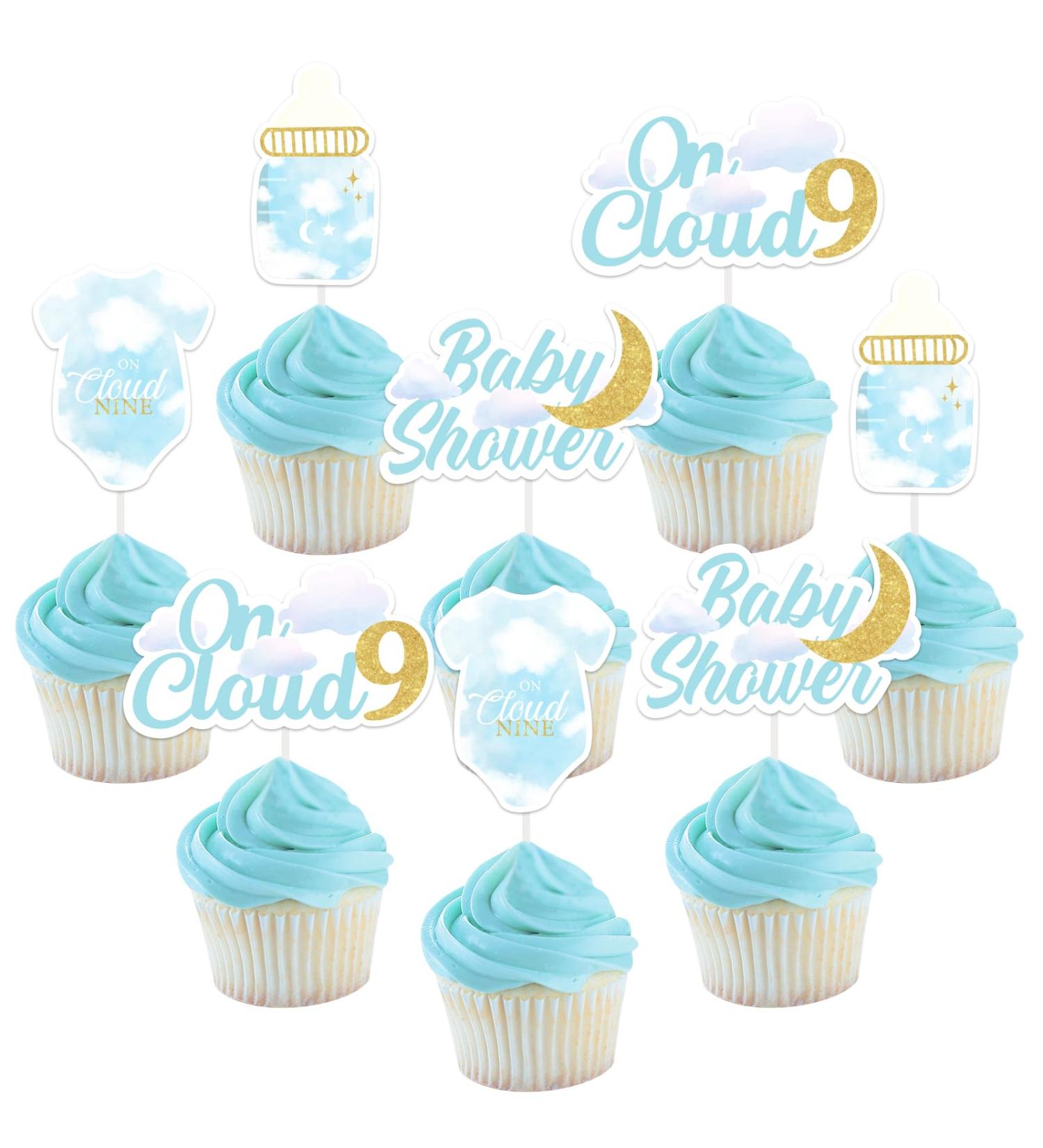 Sursurprise On Cloud 9 Baby Shower Decorations 36PCS Cloud Nine Baby Shower Cupcake Toppers Cloud Themed Baby Shower Party Supplies - Buy Online on GoSupps.com