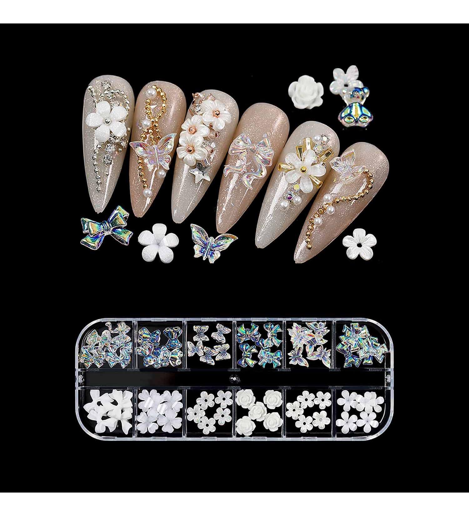 Nail Art Design Manicure Set DIY Nails Accessories Charm Multi Shaped Jelly Bear Shape White Flower Nail Art Charms Nail Art Rhinestones Kit - Buy Online on GoSupps.com