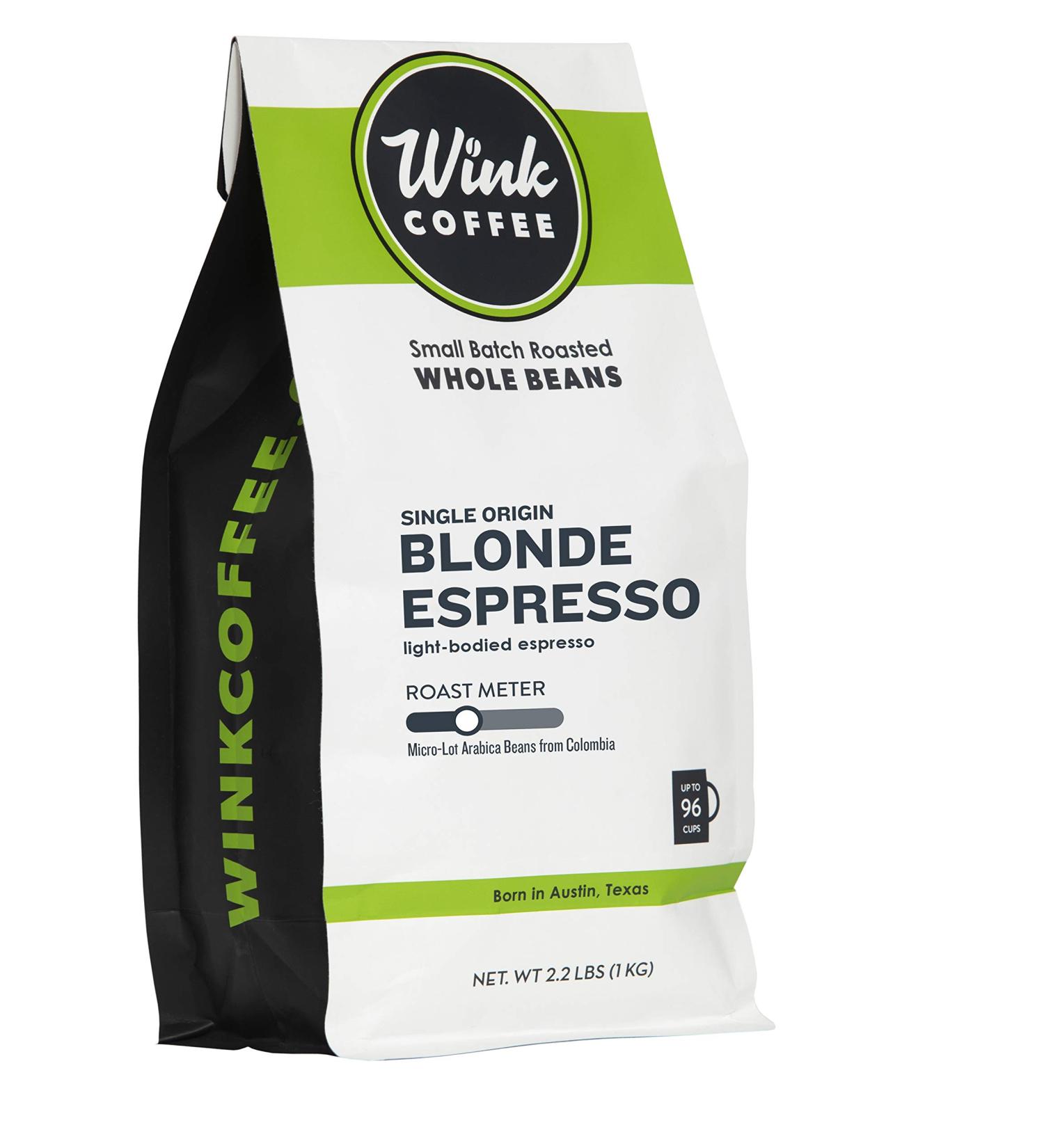 Wink Coffee Blonde Espresso Whole Bean Coffee 2.2lb Bag - 100% Arabica Colombian Single Origin, Smooth & Complex, Sustainably Sourced - Buy Online on GoSupps.com