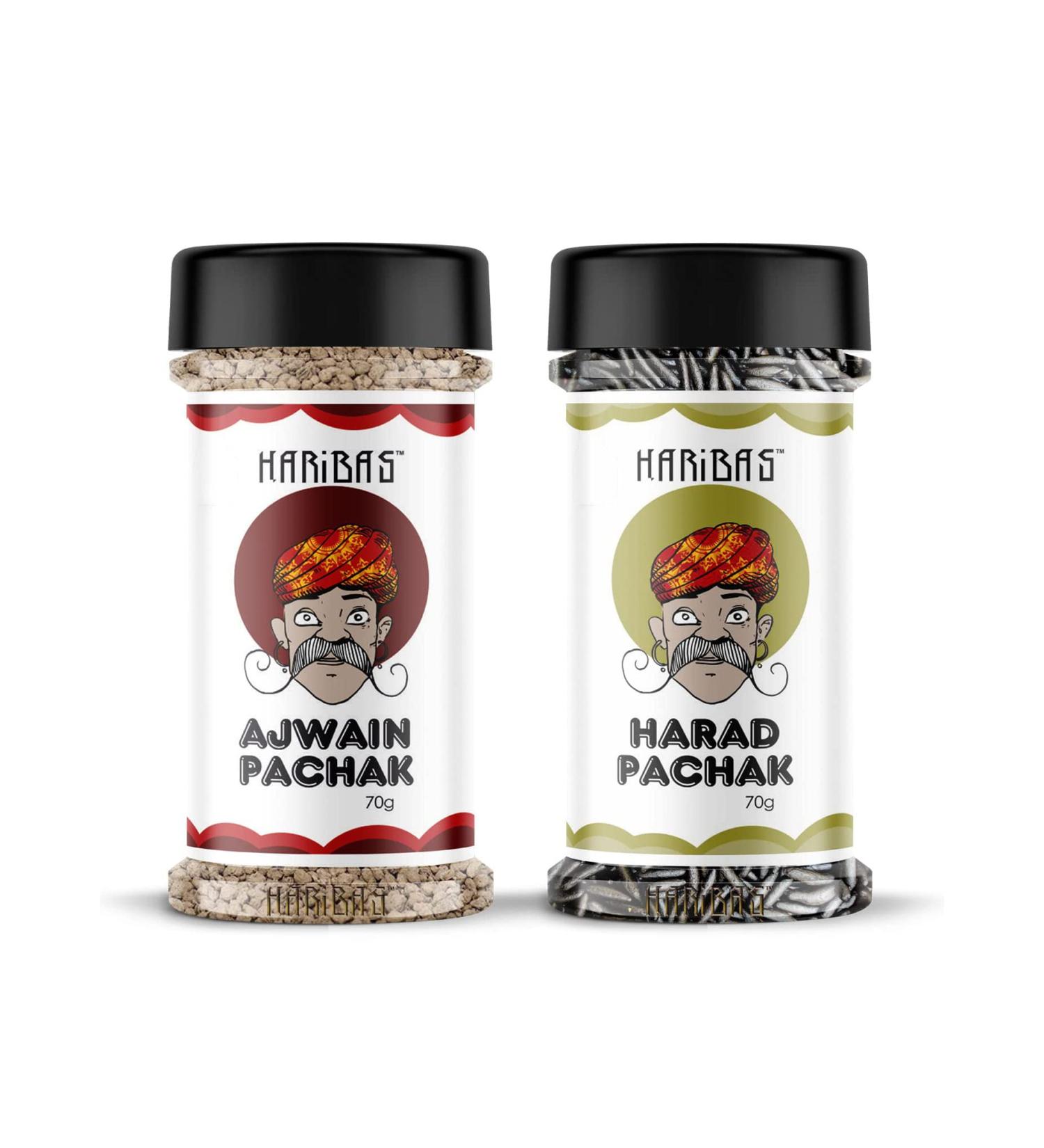HARIBAS Ajwain Pachak and Harad Pachak 70gm Each_Packing May Vary