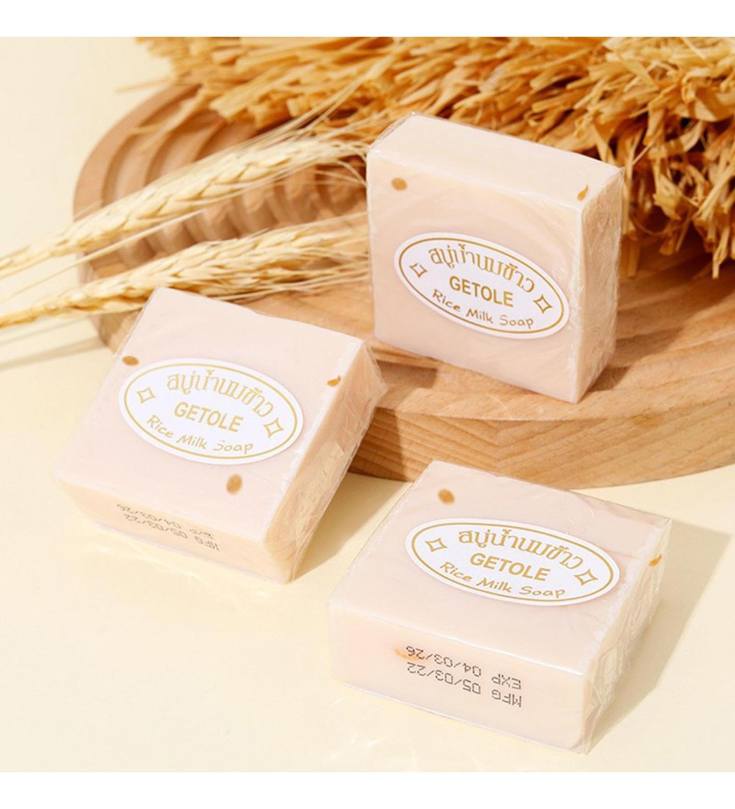 6 Natural Rice Milk Soaps Thai Handmade Rice Soap Whitening Rice Soap with Rice Extract Deep Cleansing and Moisturizing Soap for Skin Whitening - Buy Online on GoSupps.com
