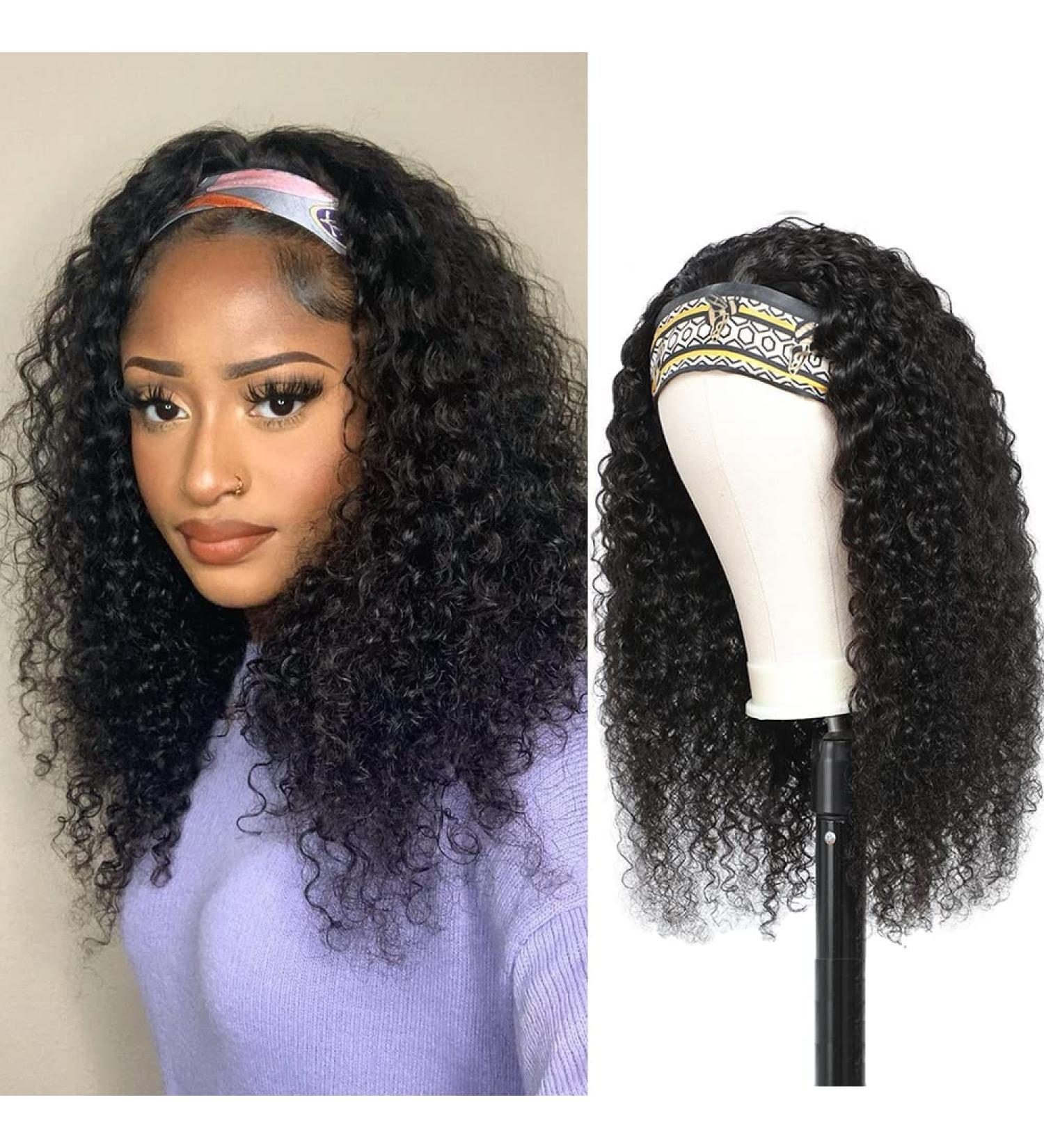Deep Wave Head Band Wig - 18'' Human Hair Glue-Free Lace Front 150% Density Brazilian Virgin Hair for Black Women - Buy Online on GoSupps.com