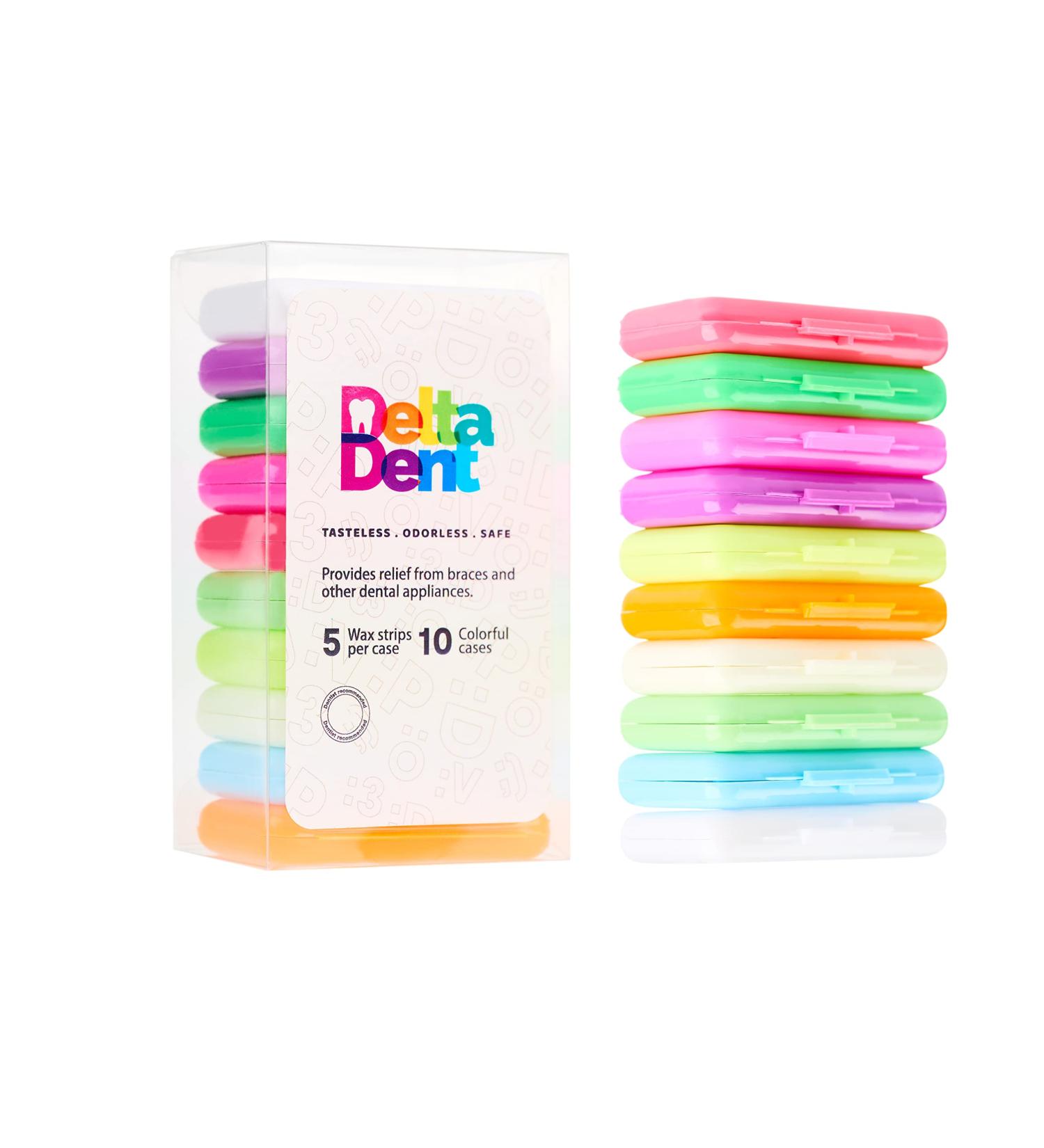 Orthodontic Wax Strips - 50 High-Quality Tasteless Wax Pieces in Colored Case - DeltaDent International Shipping - Buy Online on GoSupps.com