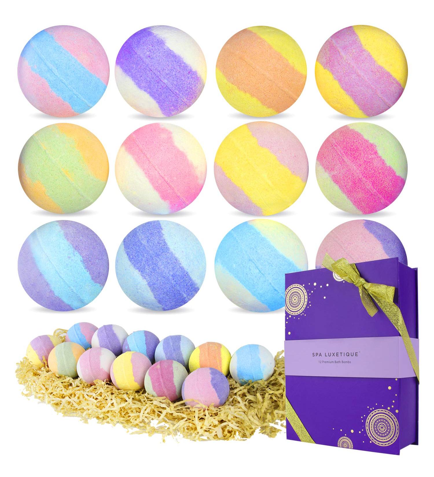 Bath Bombs for Women 12 x 3.2oz Spa Luxetique Fizzies Bath Bomb Kit Natural Shea & Coco Butter Dry Skin Moisturize Vegan Gift Idea for Birthday Christmas Best Gift Set for Women Mom Her Kids Ocean Rose Lavender Green Tea Vanilla Shea - Buy Online on GoSupps.com
