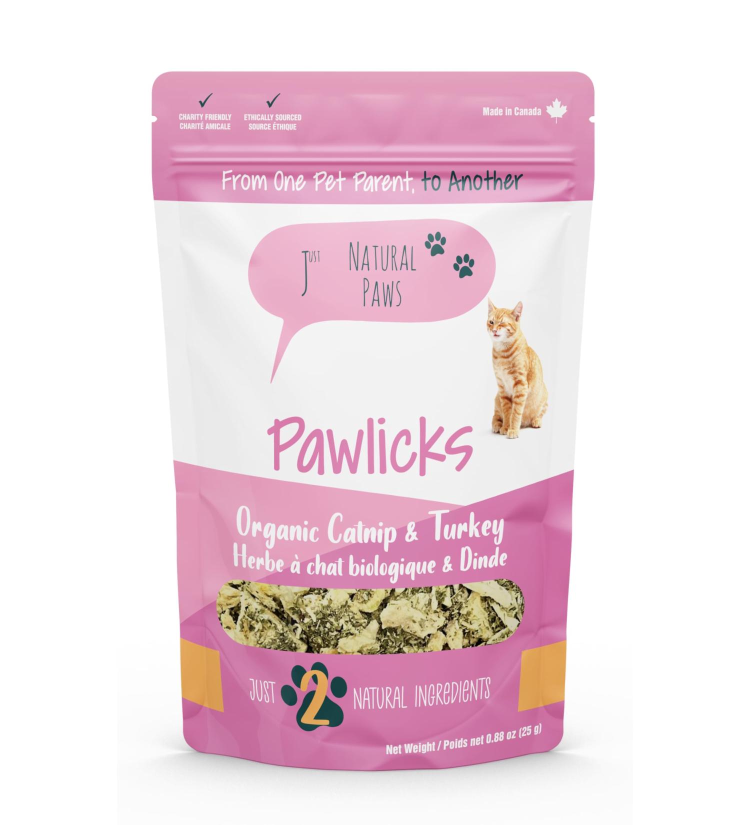 Just Natural Paws Cat Pawlicks - Organic Catnip & Turkey - Freeze Dried - Two Ingredients - Healthy Natural Cat Treat & Food Topper - Buy Online on GoSupps.com
