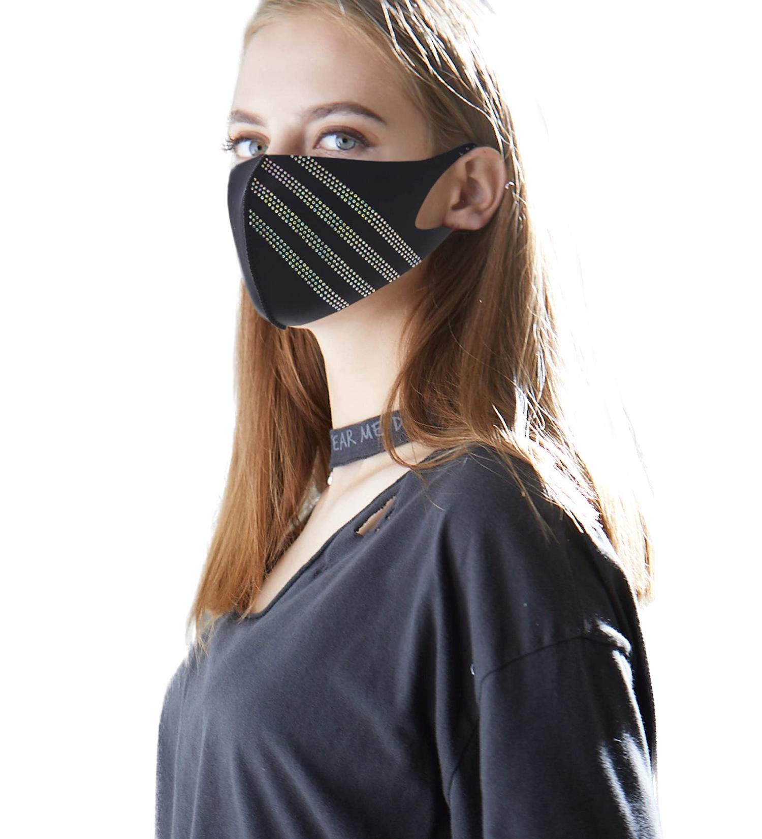 LOOKA Protective Fashion Crystal Mask - Washable Reusable & Comfortable | AG 4Line AB (Medium) - Shop Internationally - Buy Online on GoSupps.com