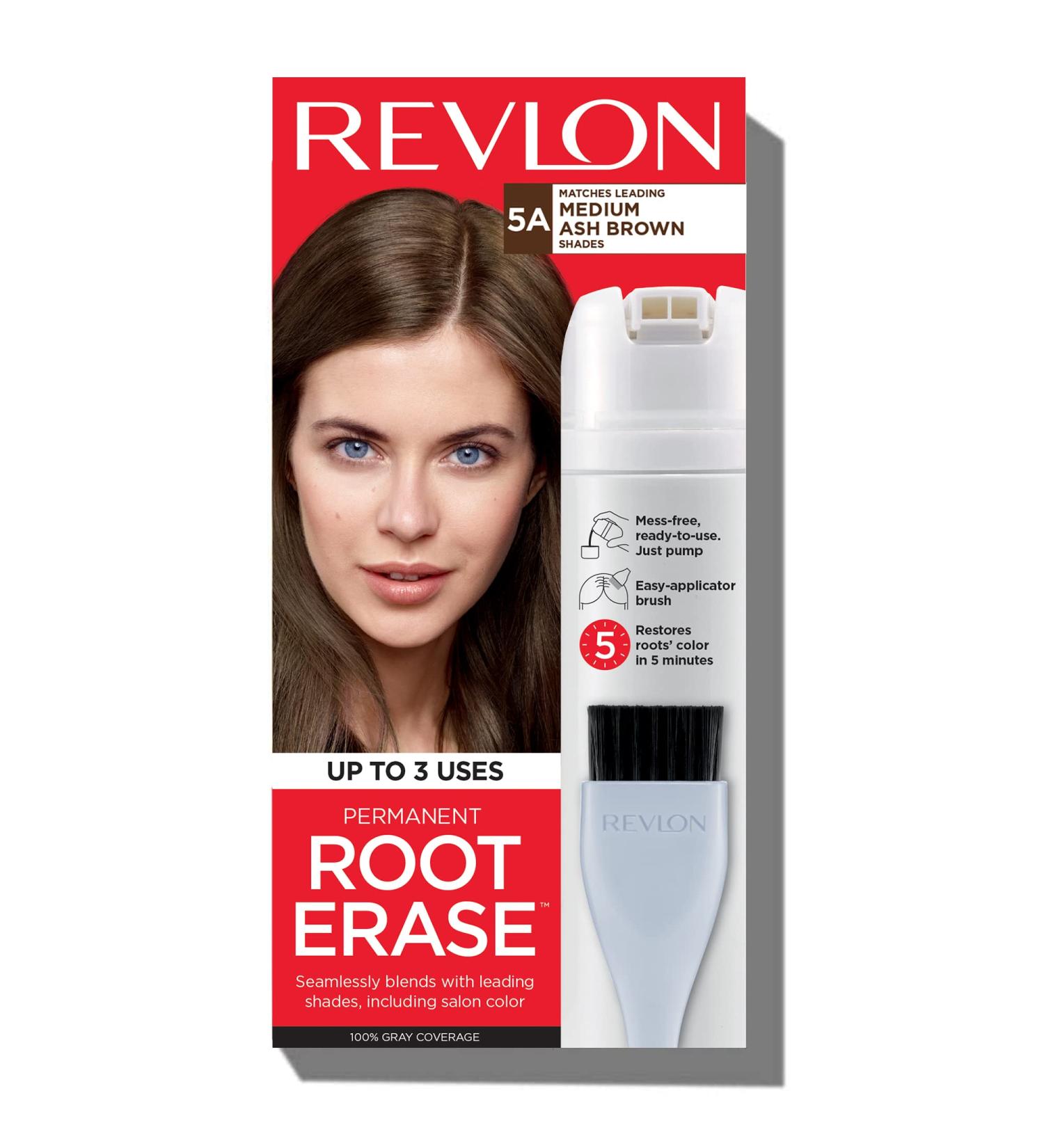 Revlon Permanent Hair Color Dye - At-Home Root Erase Kit Medium Ash Brown (5A) - Buy Online on GoSupps.com
