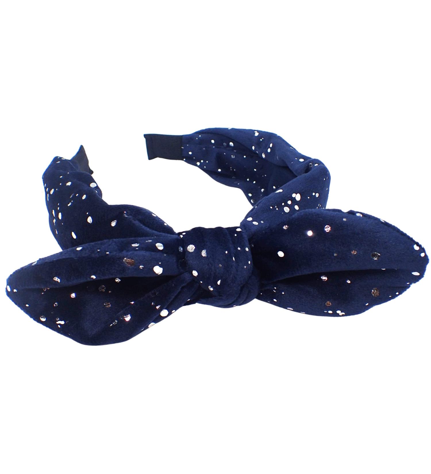 Topkids Accessories Dotted Velvet Bow Alice Bands Adult Women Hair Accessories for Women Hair Bands for Women Thick Headband Womens Headbands Head Bands Adult Women Wide Headbands (Navy) - Buy Online on GoSupps.com