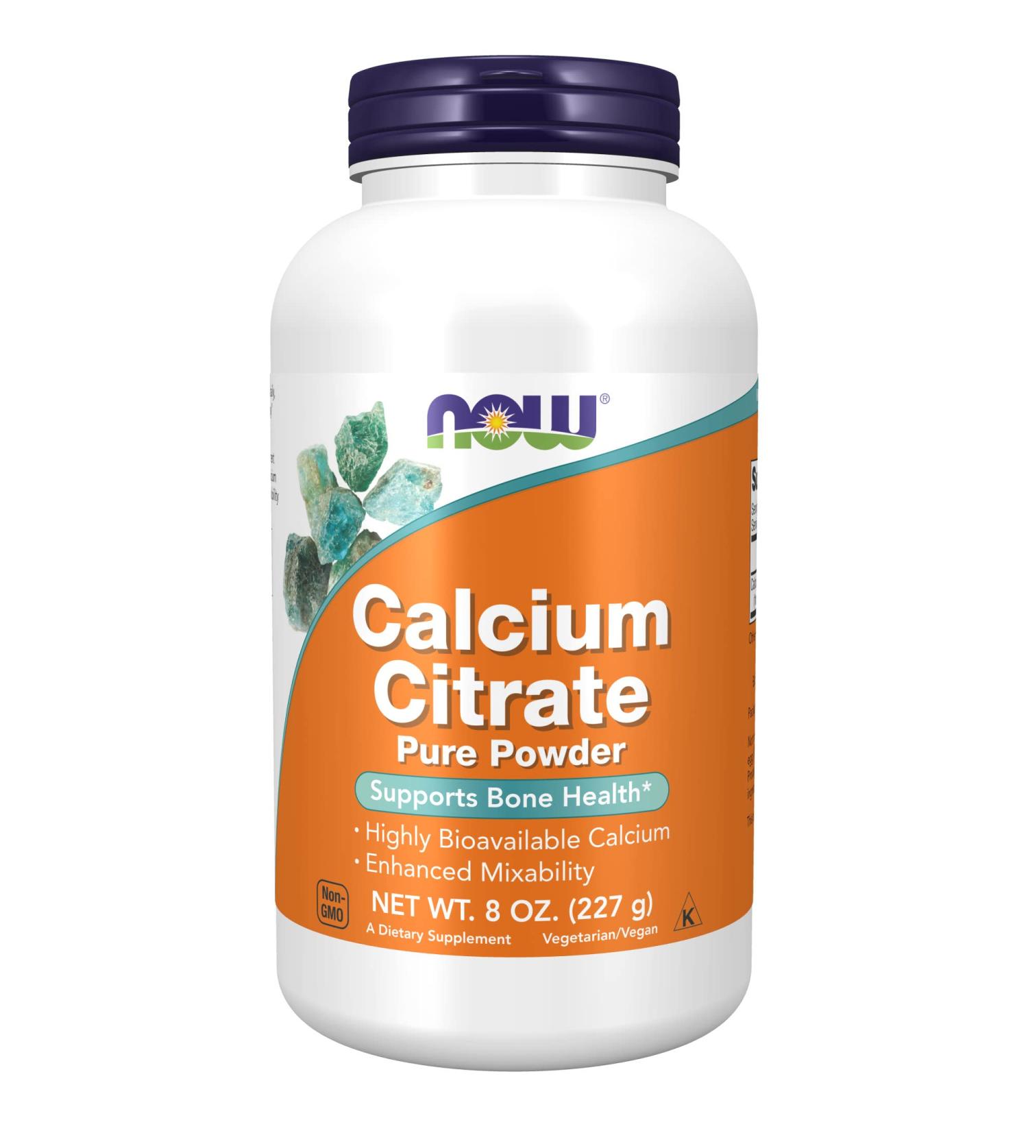 Now Foods Calcium Citrate Pure Powder 8 oz - Supports Bone Health & Absorption - Buy Online on GoSupps.com