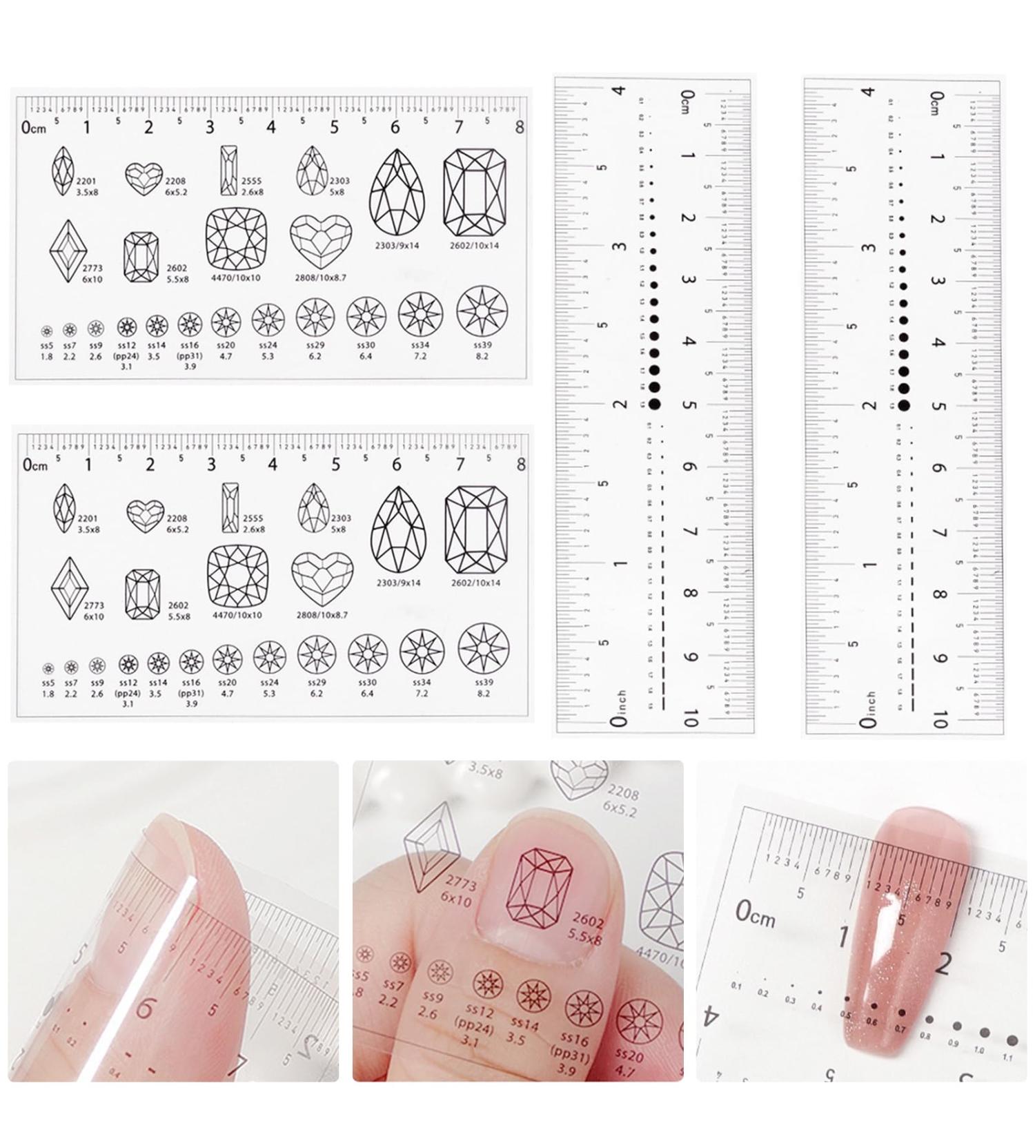 4Pcs Nail Measurement Ruler Set - Acrylic Nails & DIY Manicure Tools | Accurate Size for Nail Art & Rhinestones - Buy Online on GoSupps.com