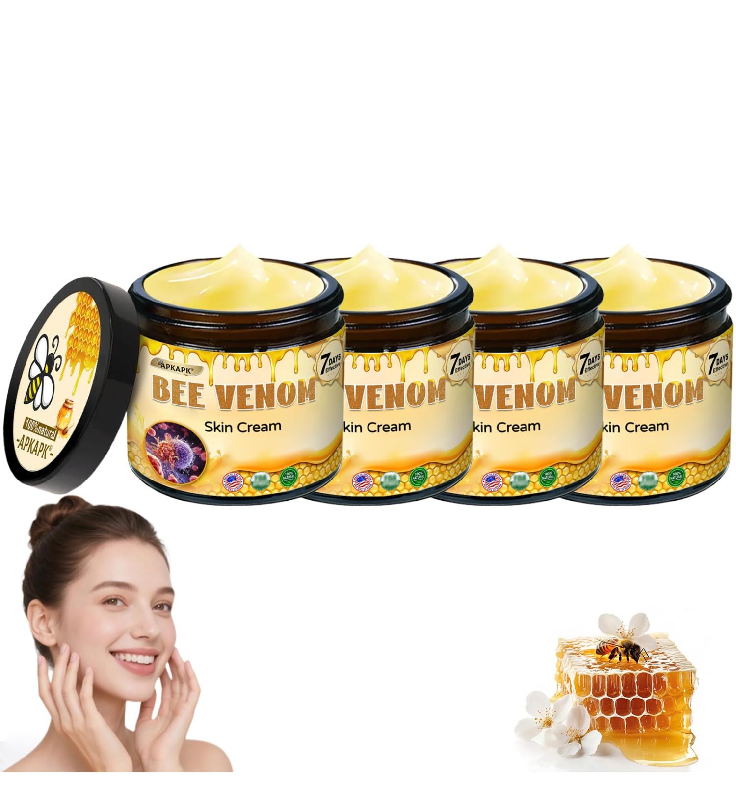 APKAPK Bee Venom Cream Advanced Firming & Wrinkle-Reducing Professional Bee Venom Skin Cream Natural bee venom comprehensive cream for All Skin Types (4 Pack) - Buy Online on GoSupps.com