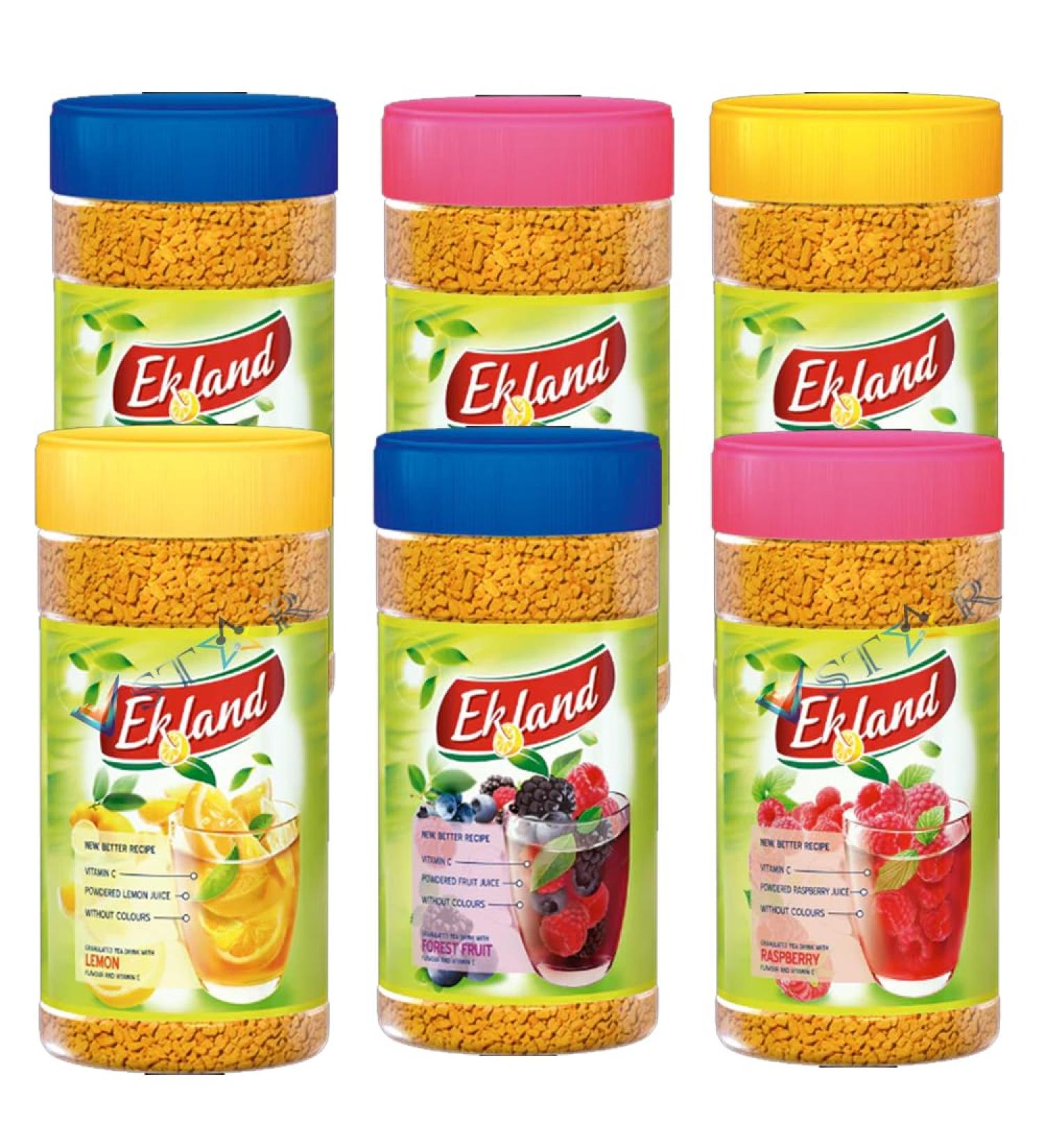 Ekoland Raspberry Multivitamin Lemon & Forest Fruit Flavoured Granulated Tea Drink 350g (6 Random Mixed) Random Mixed 6