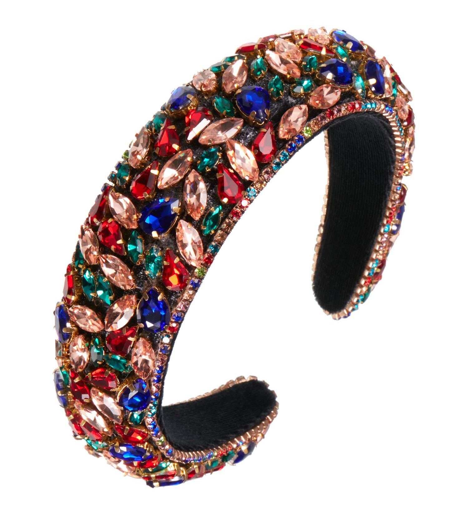 Crystal Rhinestone Velvet Padded Headband - Elegant Hair Accessory for Women, Ideal for Weddings and Parties - Buy Online on GoSupps.com